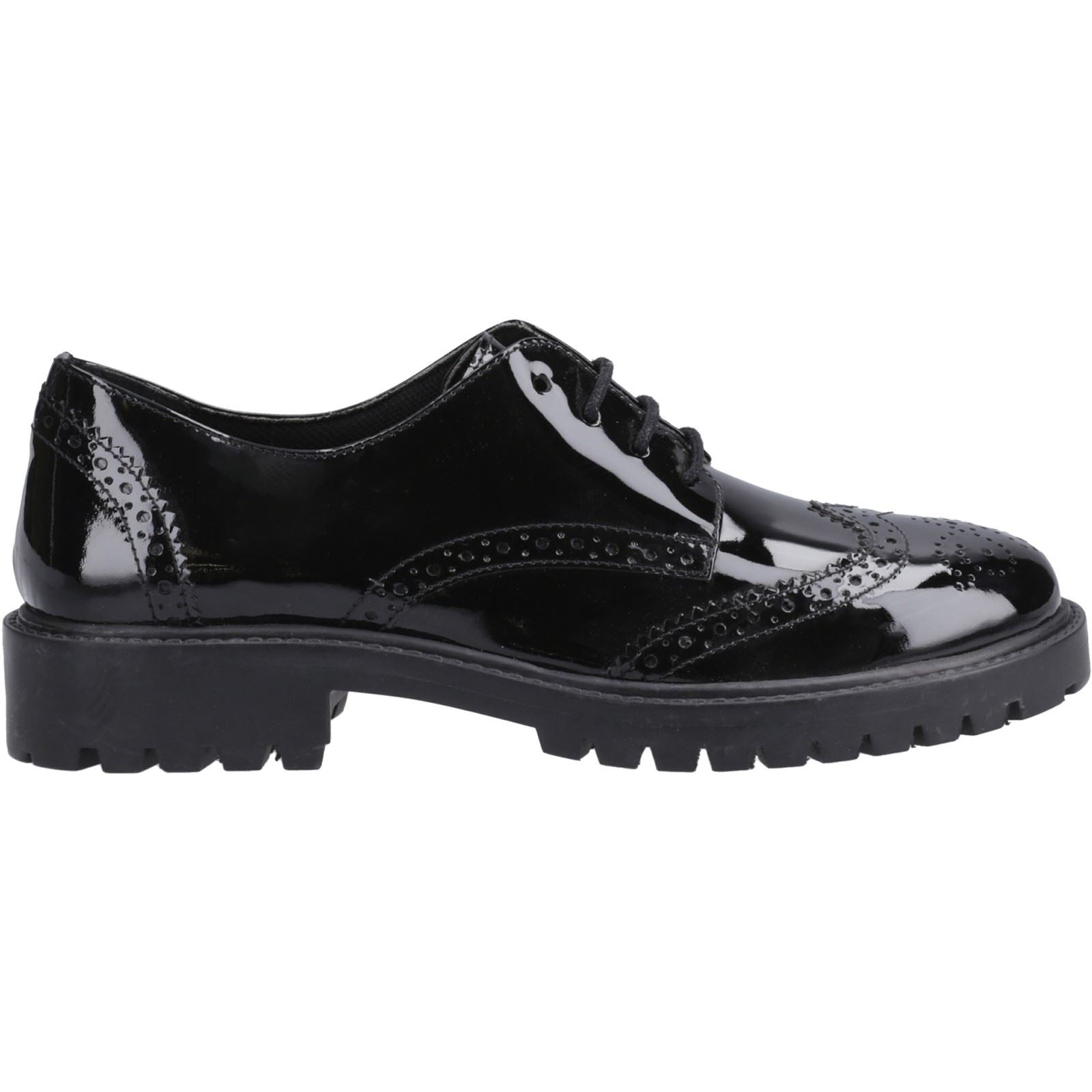 Hush Puppies Athena Patent Mädchen Brogues Aus Schwarzem Leder
