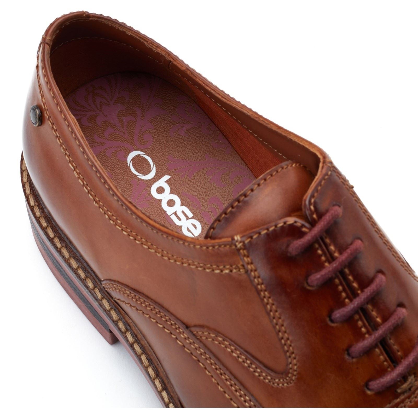 Base London Tatton Leder Herren Oxford Schuhe In Verbranntem Tan