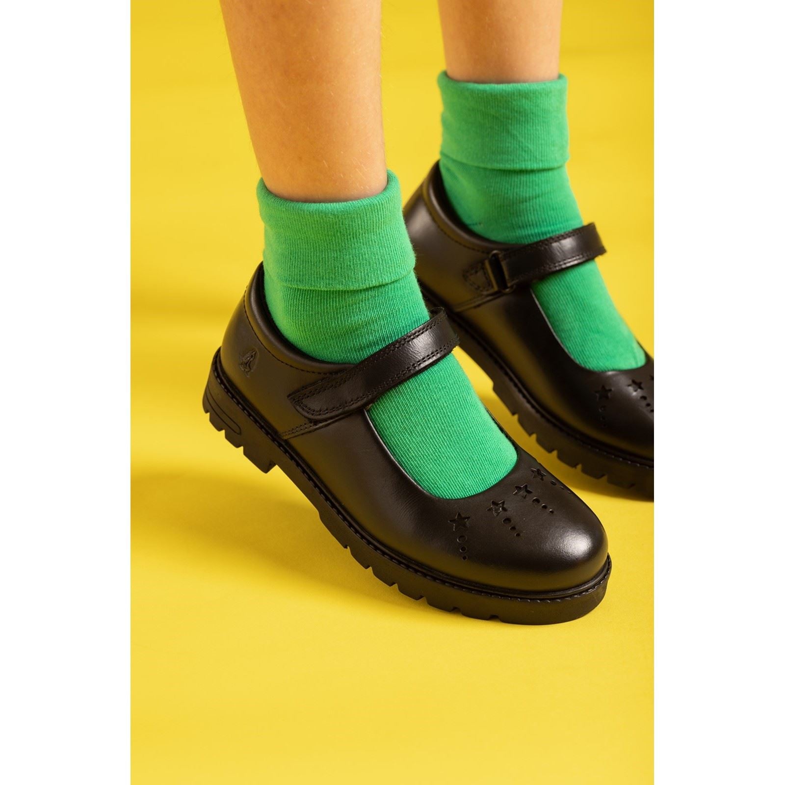 Hush Puppies Sabrina Junior Mädchenschuhe Aus Schwarzem Leder