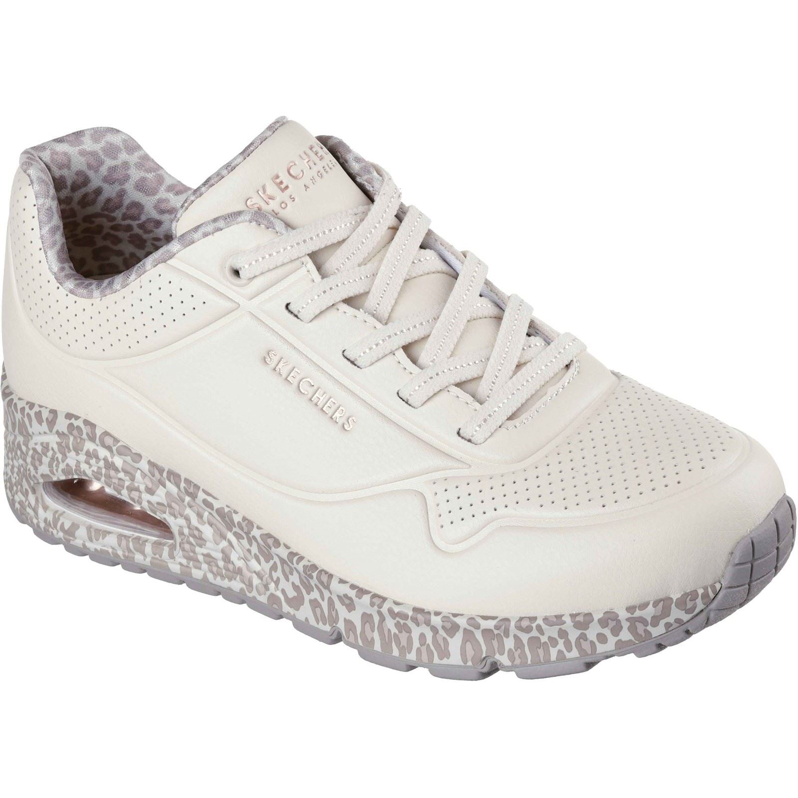Skechers Uno Safari Time Polyurethan Damen Weiß/Leopard Sneaker