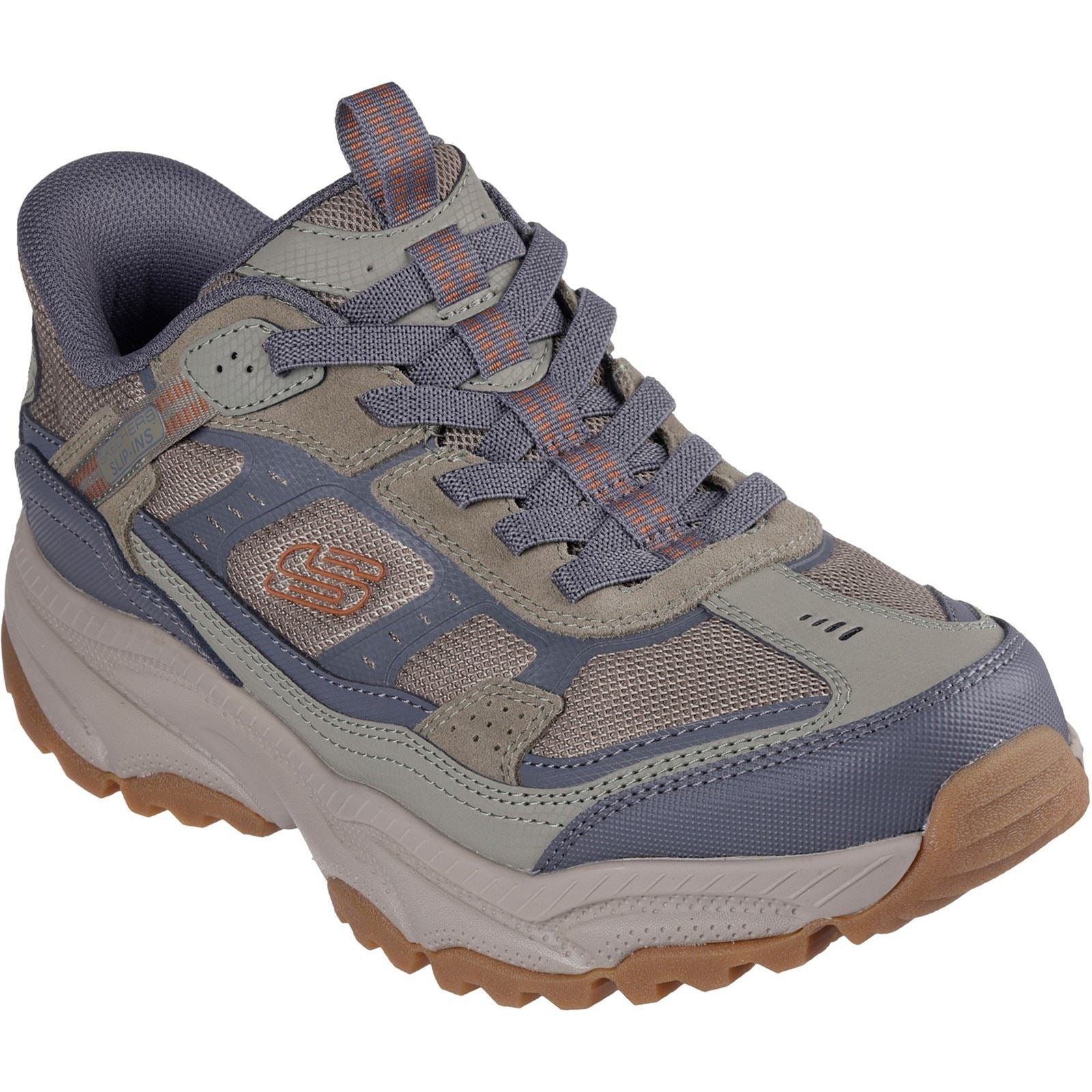 Skechers Vigor AT Leder Herren Wanderstiefel In Olivgrün/Grau