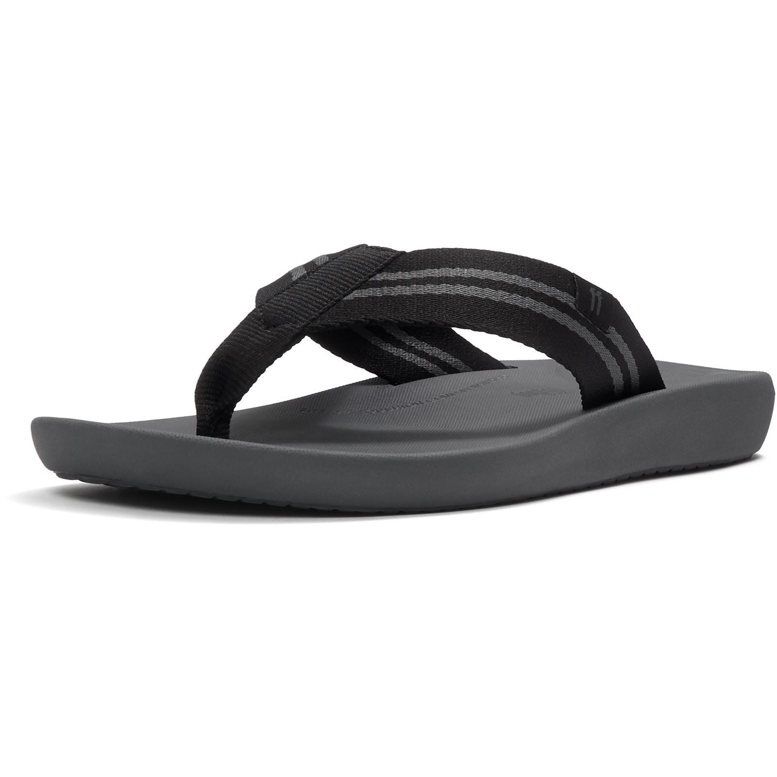 Fitflop iQushion Polyester Herren Flip Flops Schwarz/Graufleck