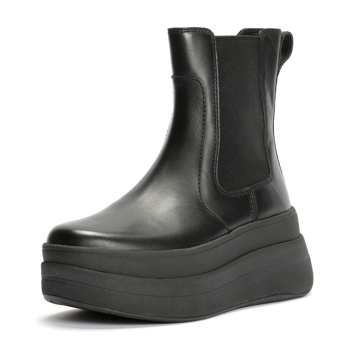 FitFlop F-Mode Leder Damen Schwarze Stiefel