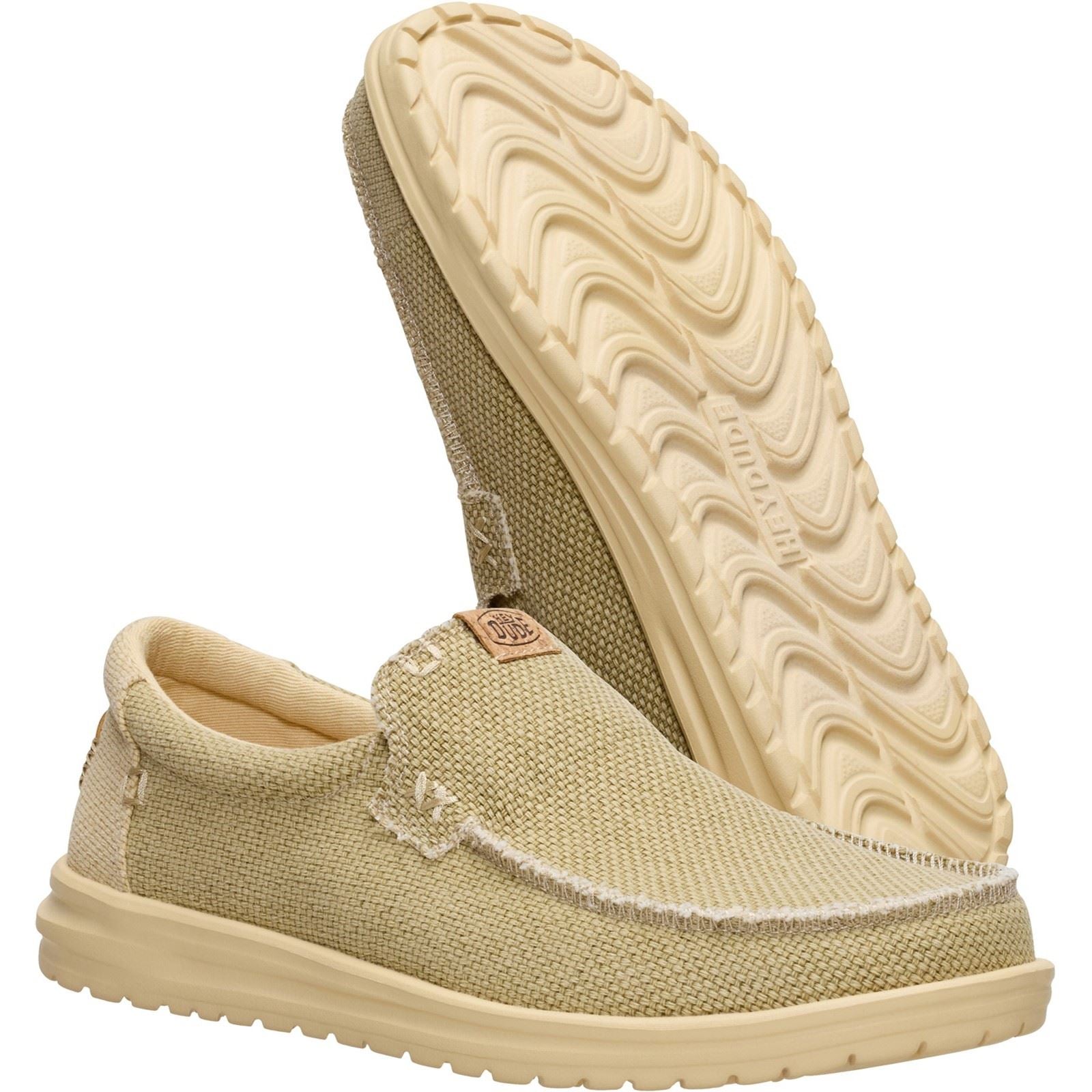 HEYDUDE Mikka Braided Textil Herren Olivgrau/Boulder Tan Loafer