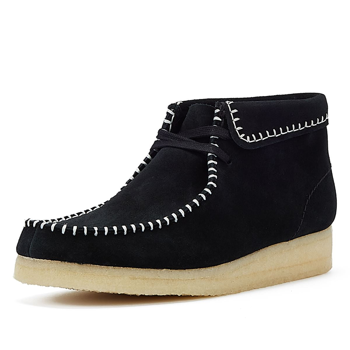 Clarks Originals Wallabee Stitch Wildleder-Damenschuhe In Schwarz Übersetzen.