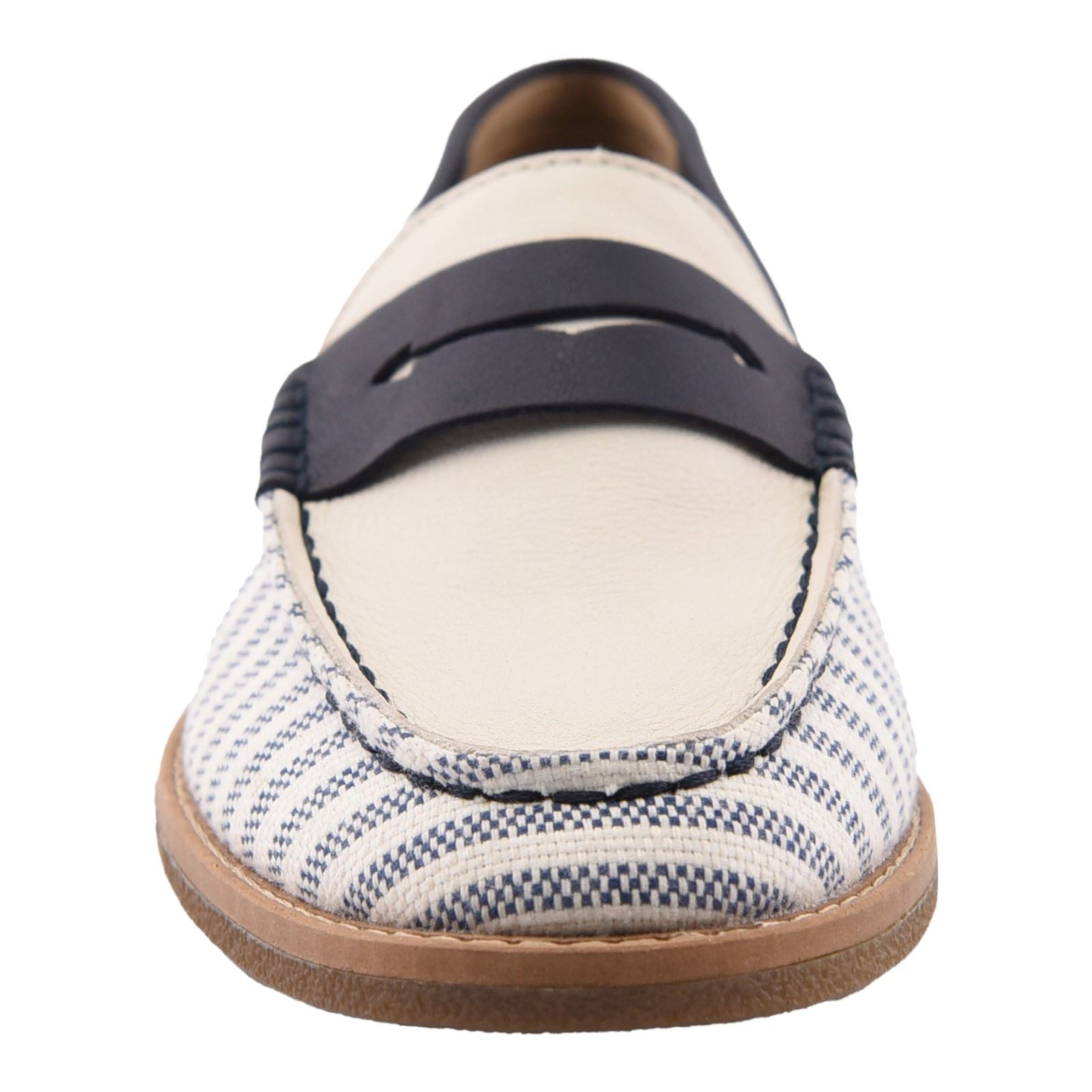 Sperry Port Driving Textil Damen Weiß/Navy Loafer