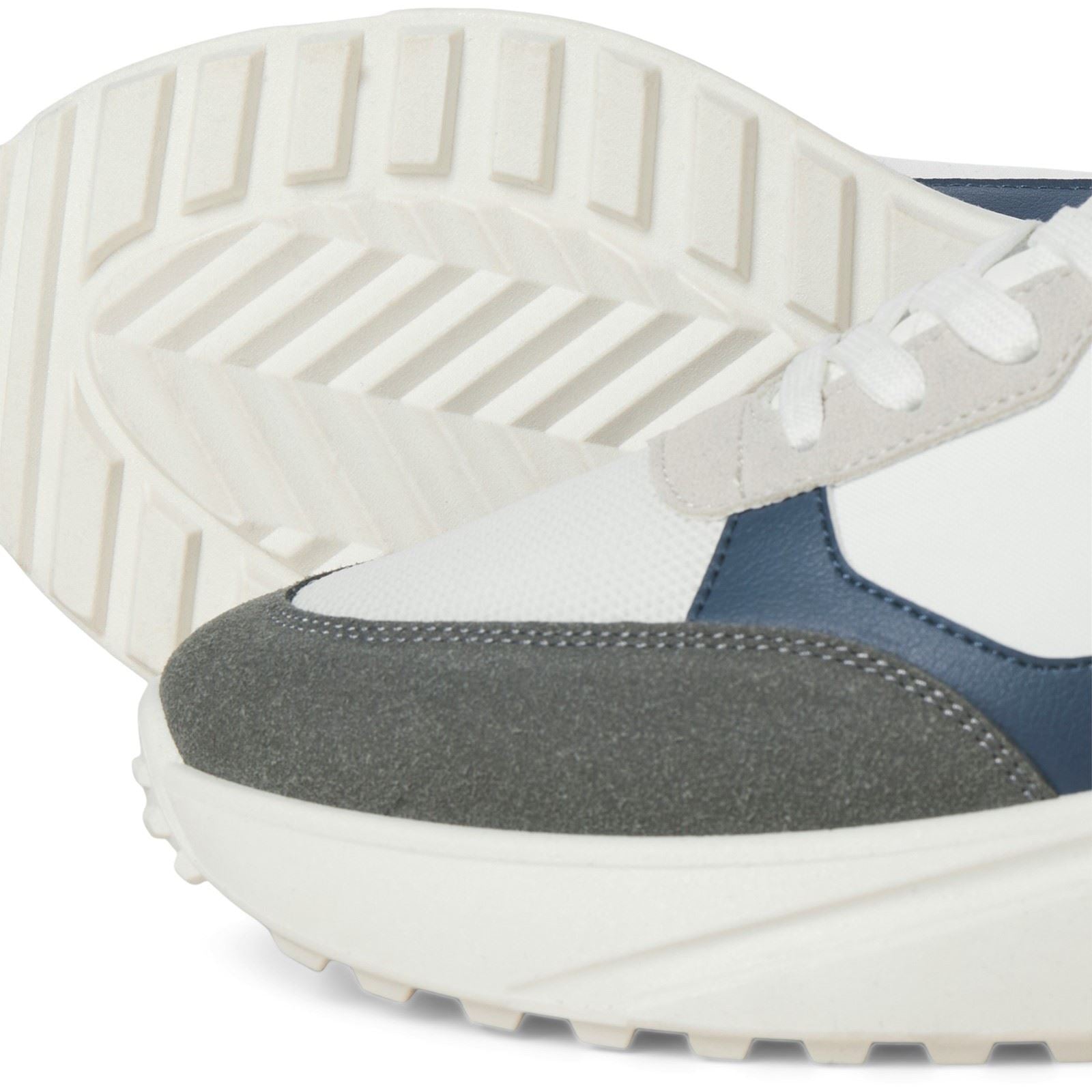 Jack & Jones Aspire Runner Polyurethan Herren Sneaker In Weiß/Castlerock/Navy Blau
