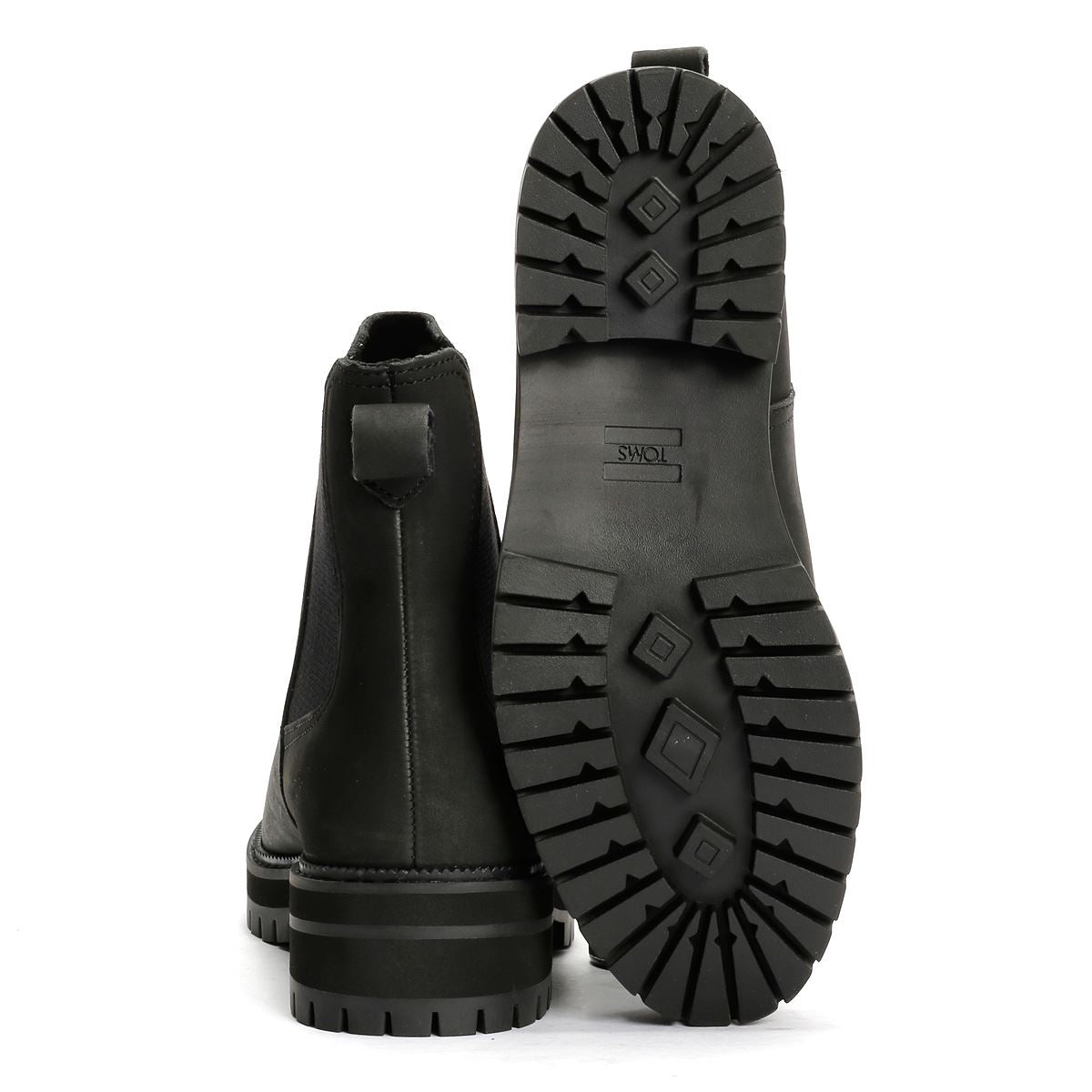 TOMS Bennet Leder Damen Schwarze Stiefel