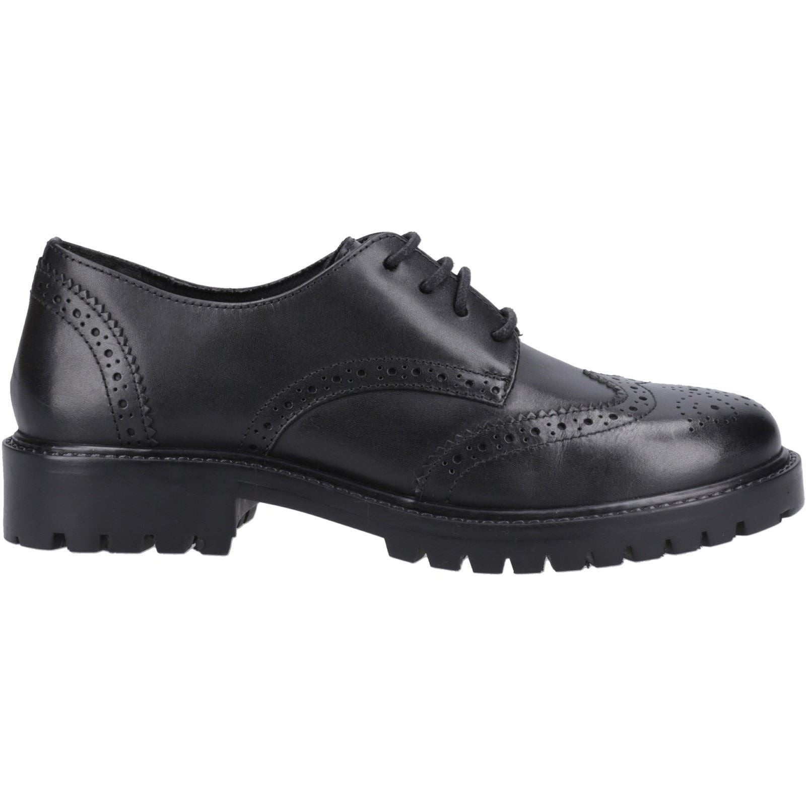 Hush Puppies Athena Junior Mädchen Brogues Aus Schwarzem Leder
