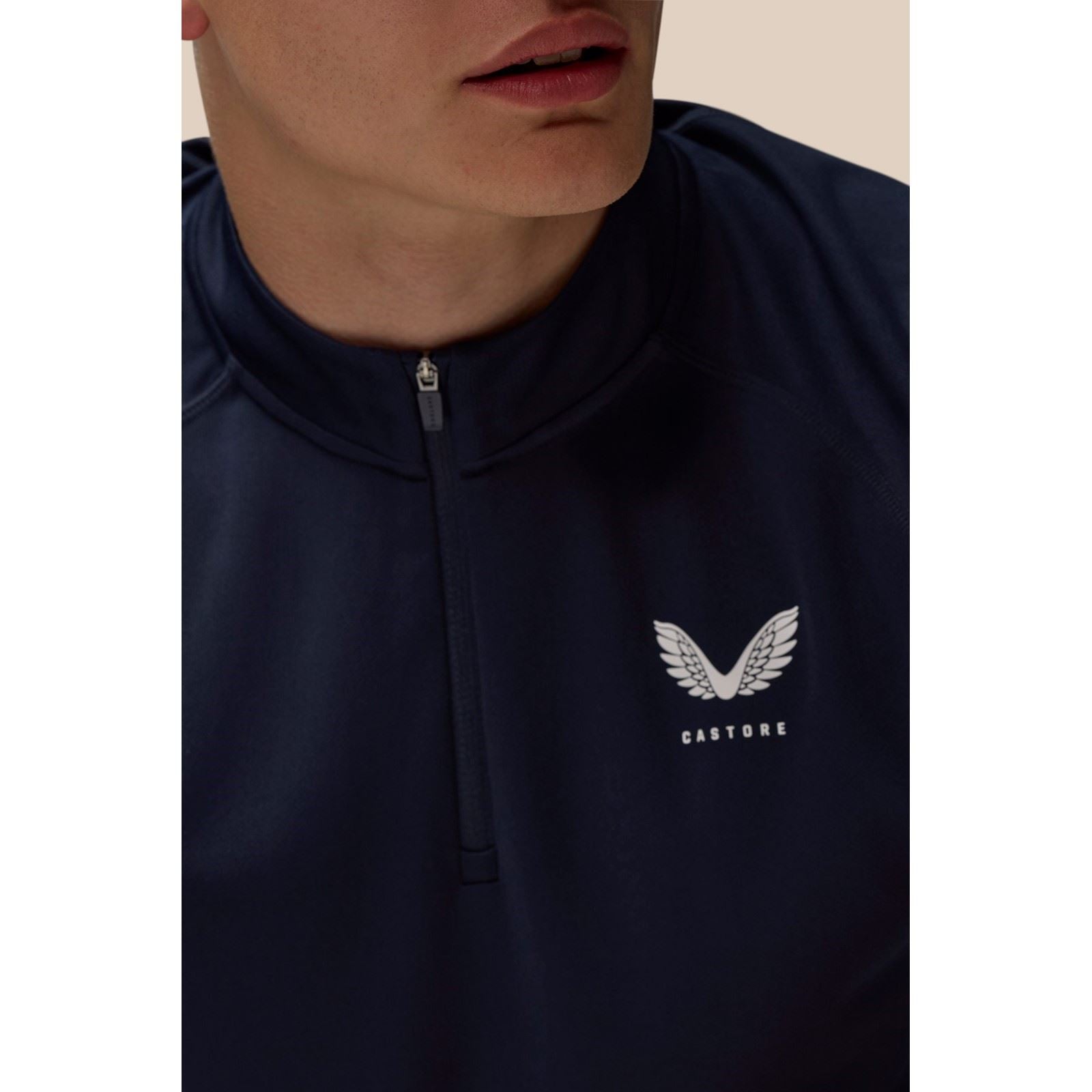 Castore Adapt Training 1/4 Zip Top Polyester Herren Blaue Sport-T-Shirts