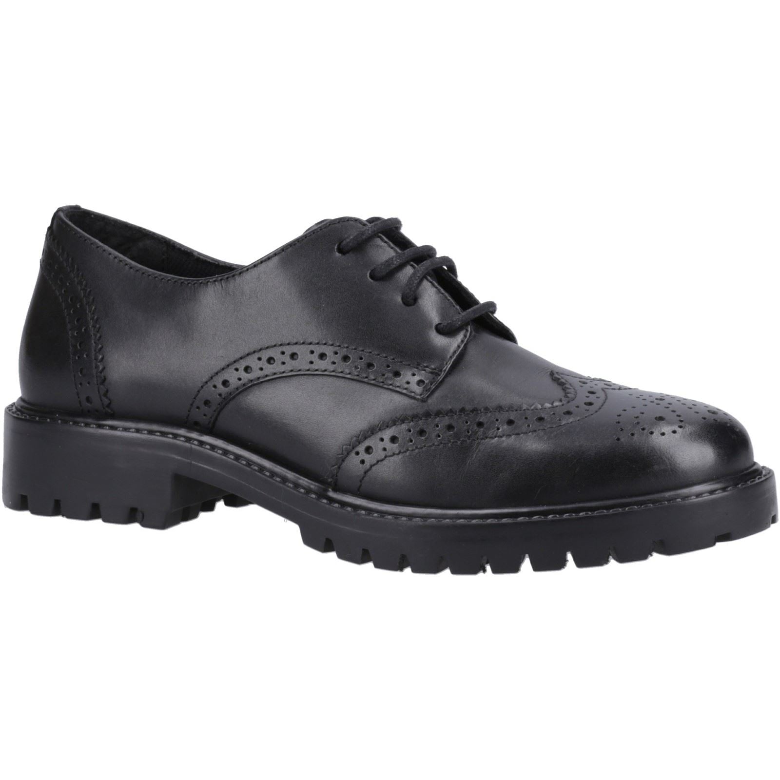Hush Puppies Athena Junior Mädchen Brogues Aus Schwarzem Leder