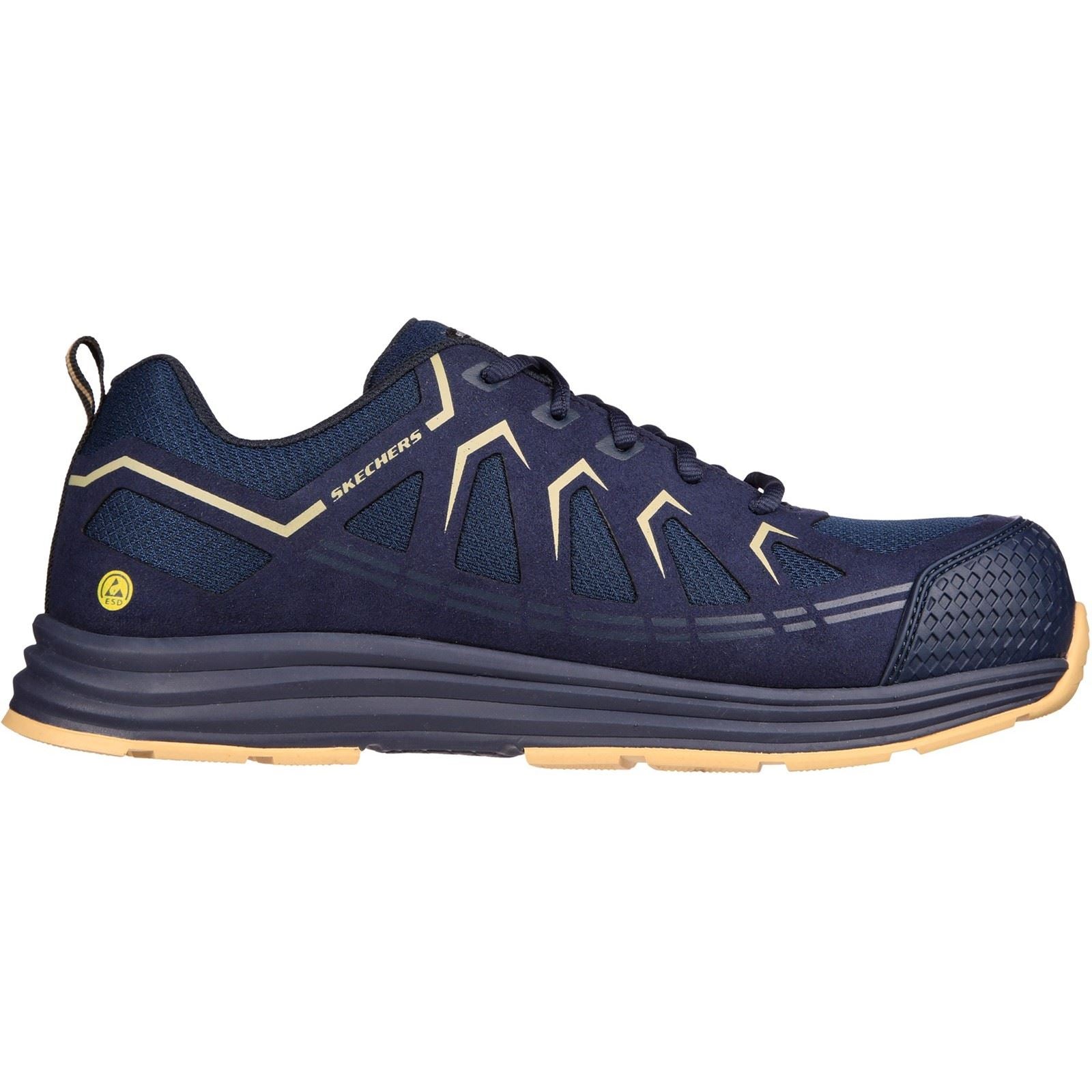 Skechers Workwear Malad II Textile Herren Sicherheits Sneaker In Marineblau/Tan
