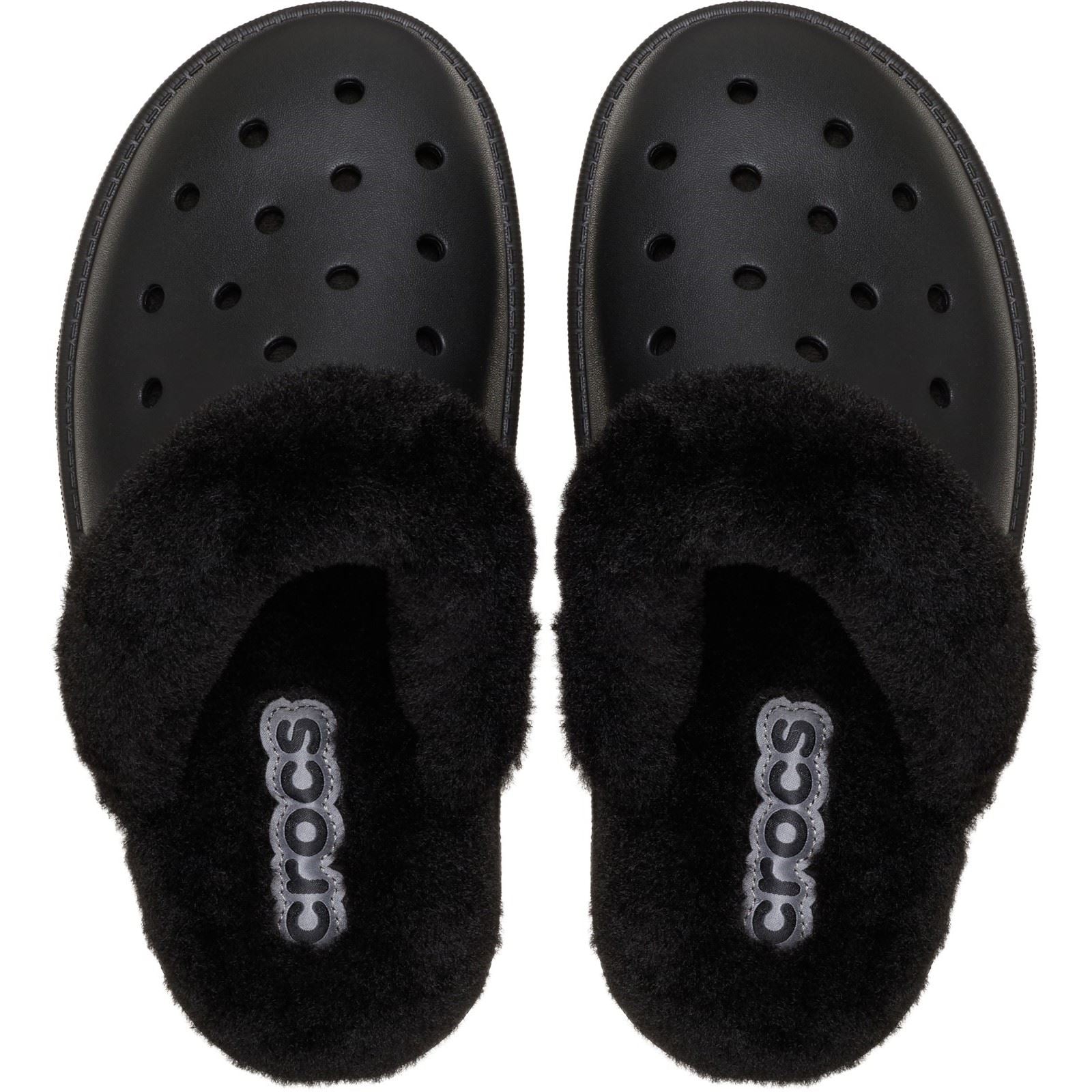 Crocs Classic Fuzz Scuff Thermoplastische Schwarze Pantoletten