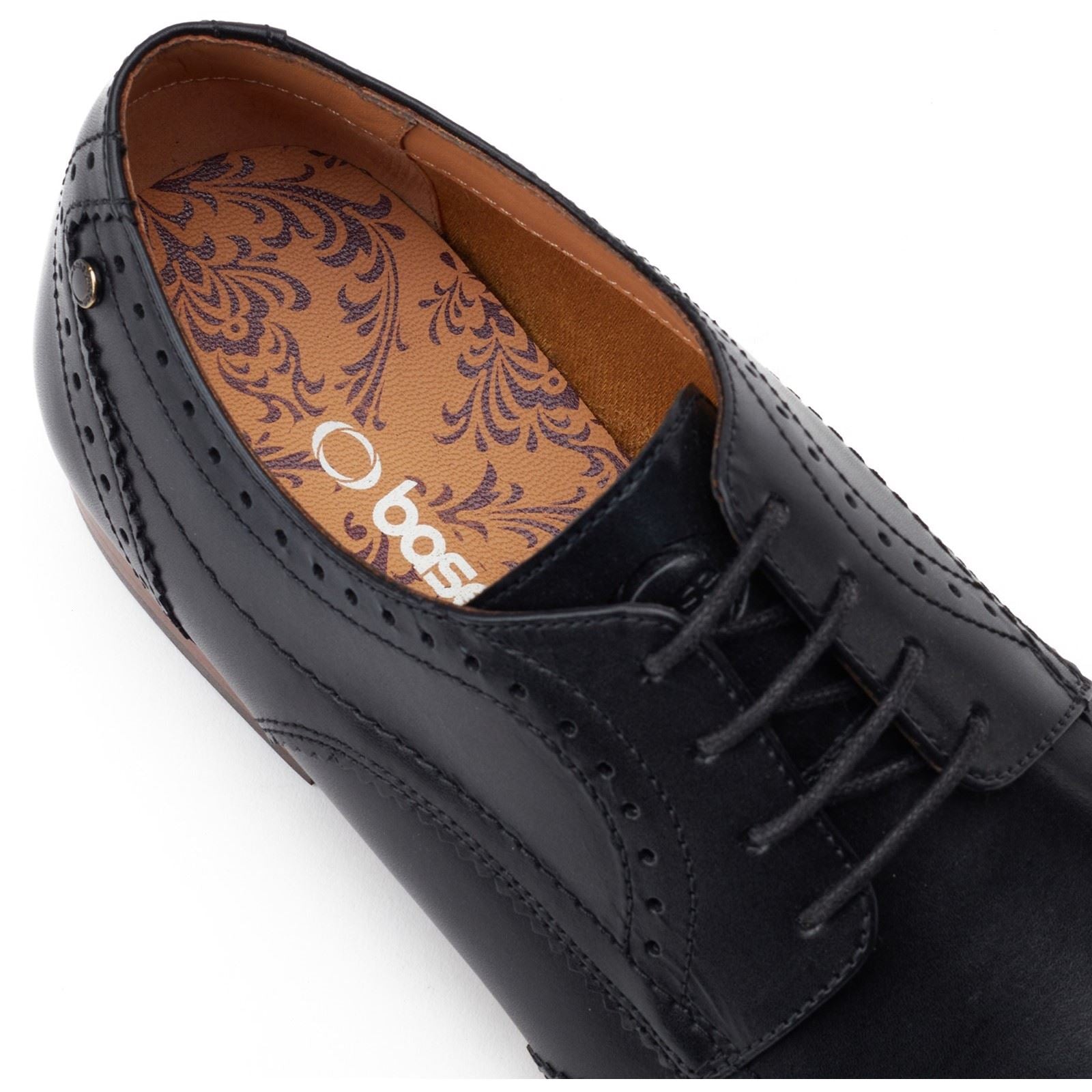 Base London Barbera Leder Herren Schwarze Brogues Schuhe