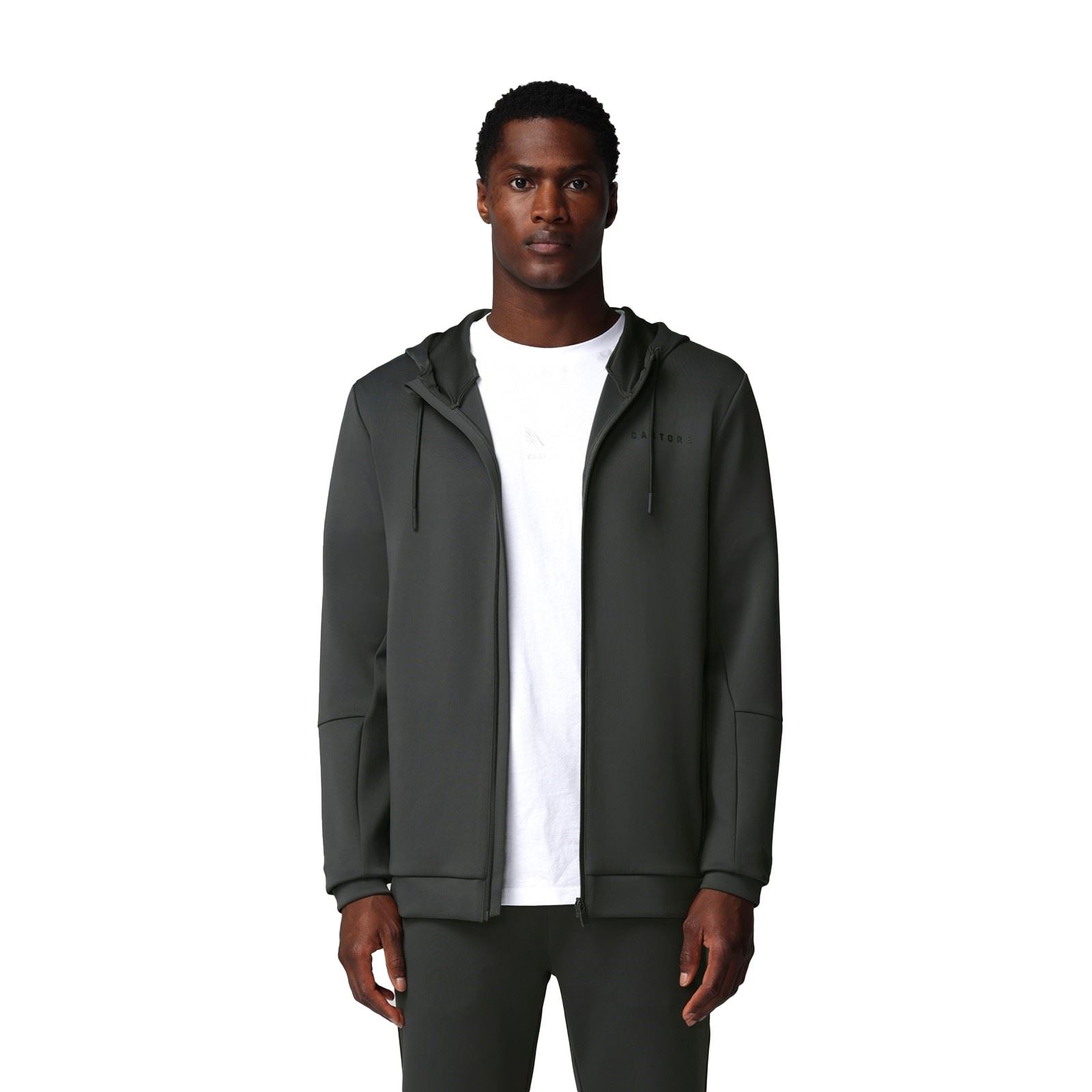 Castore Flex Full Zip Herren Graues Kapuzensweatshirt