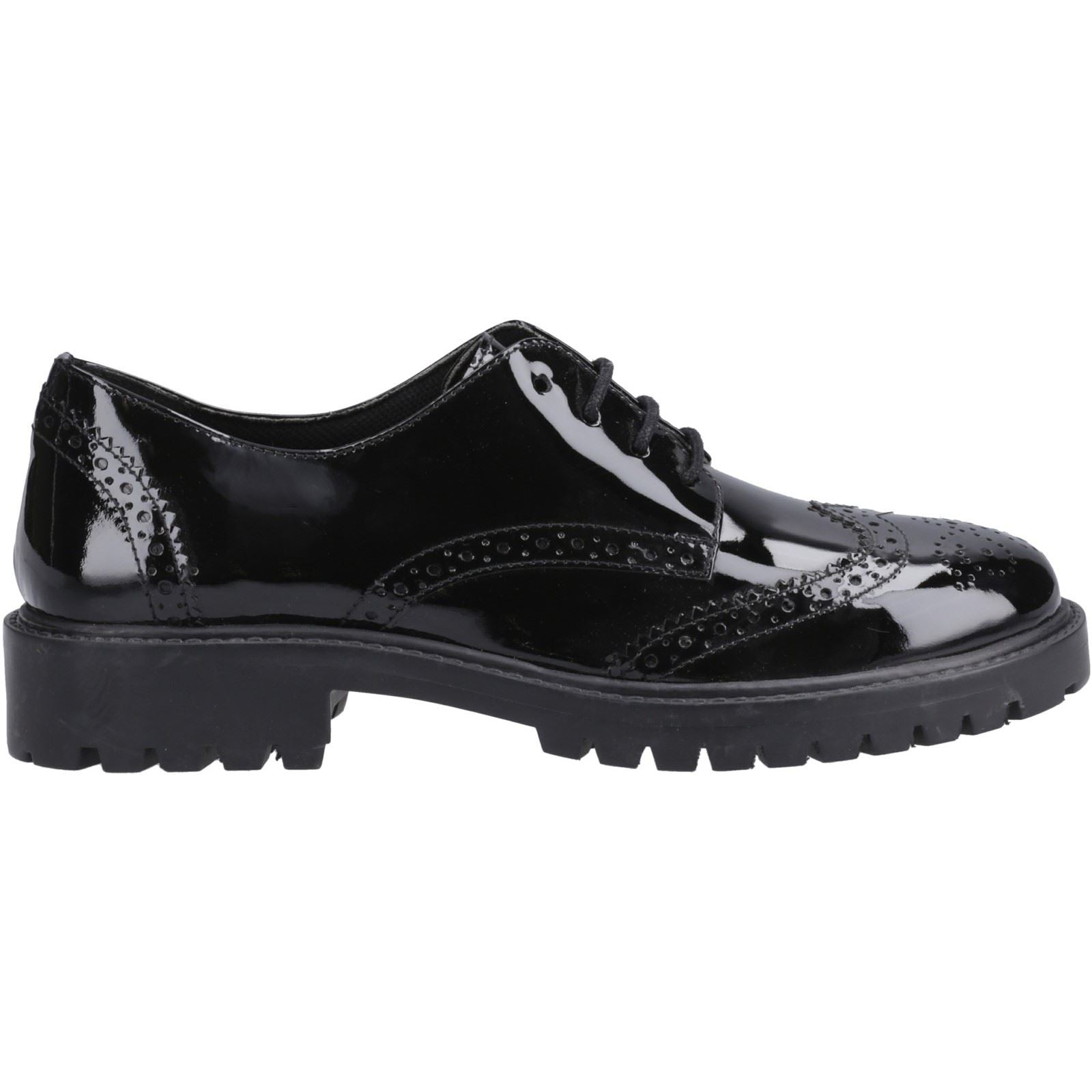 Hush Puppies Athena Patent Mädchen Brogues Aus Schwarzem Leder
