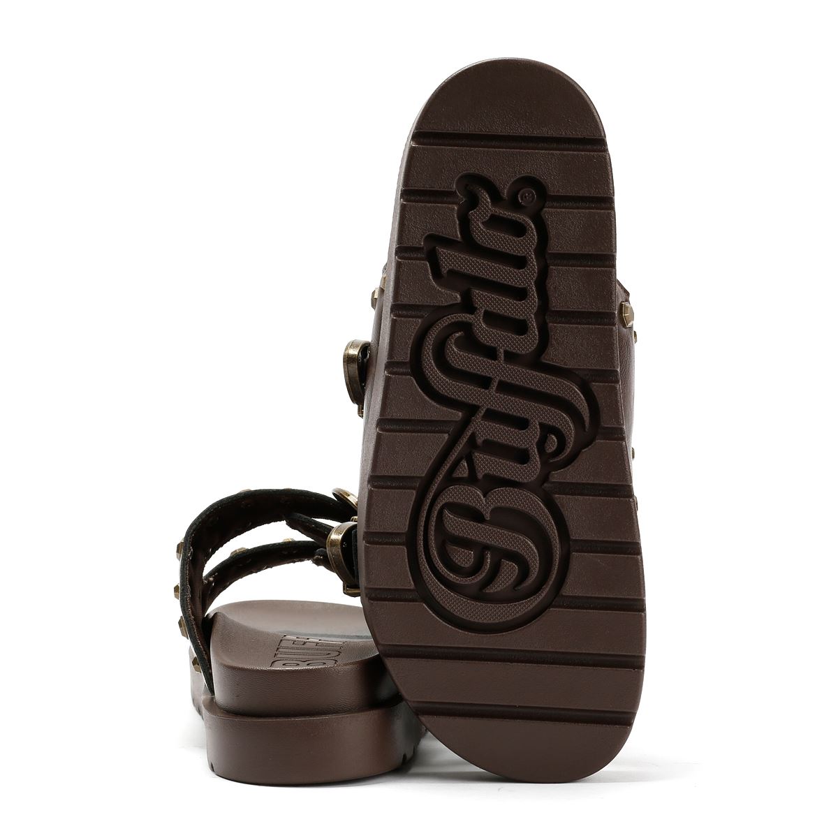 Buffalo Raya Ari West Leder Damen Braune Sandalen