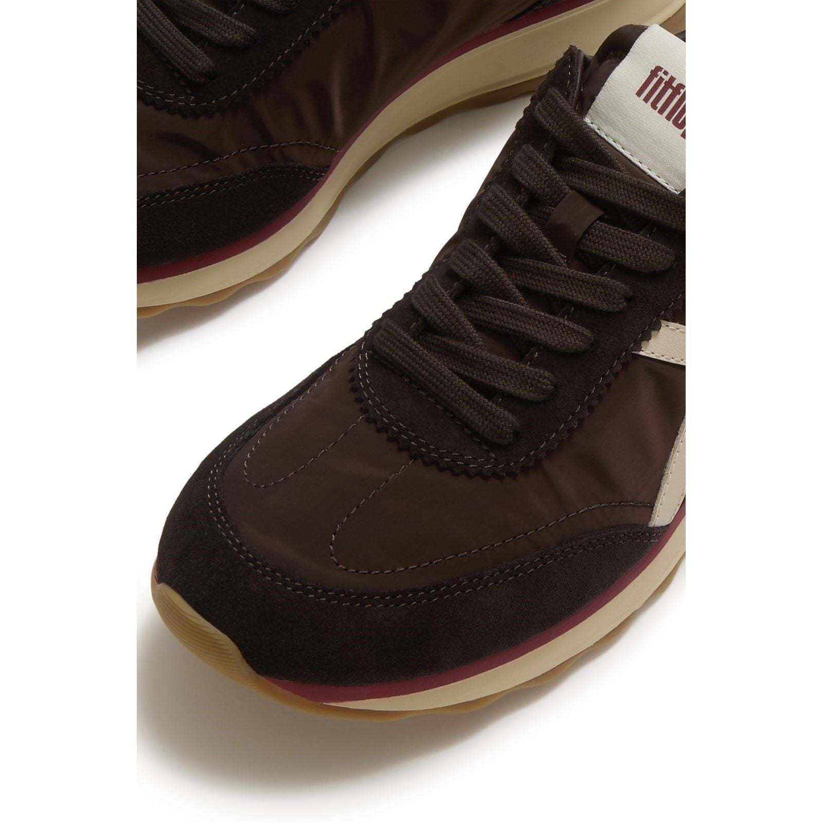 Fitflop Retro-Q FF Nylon Damen Sneakers In Schokoladenbraun/Paris Beige
