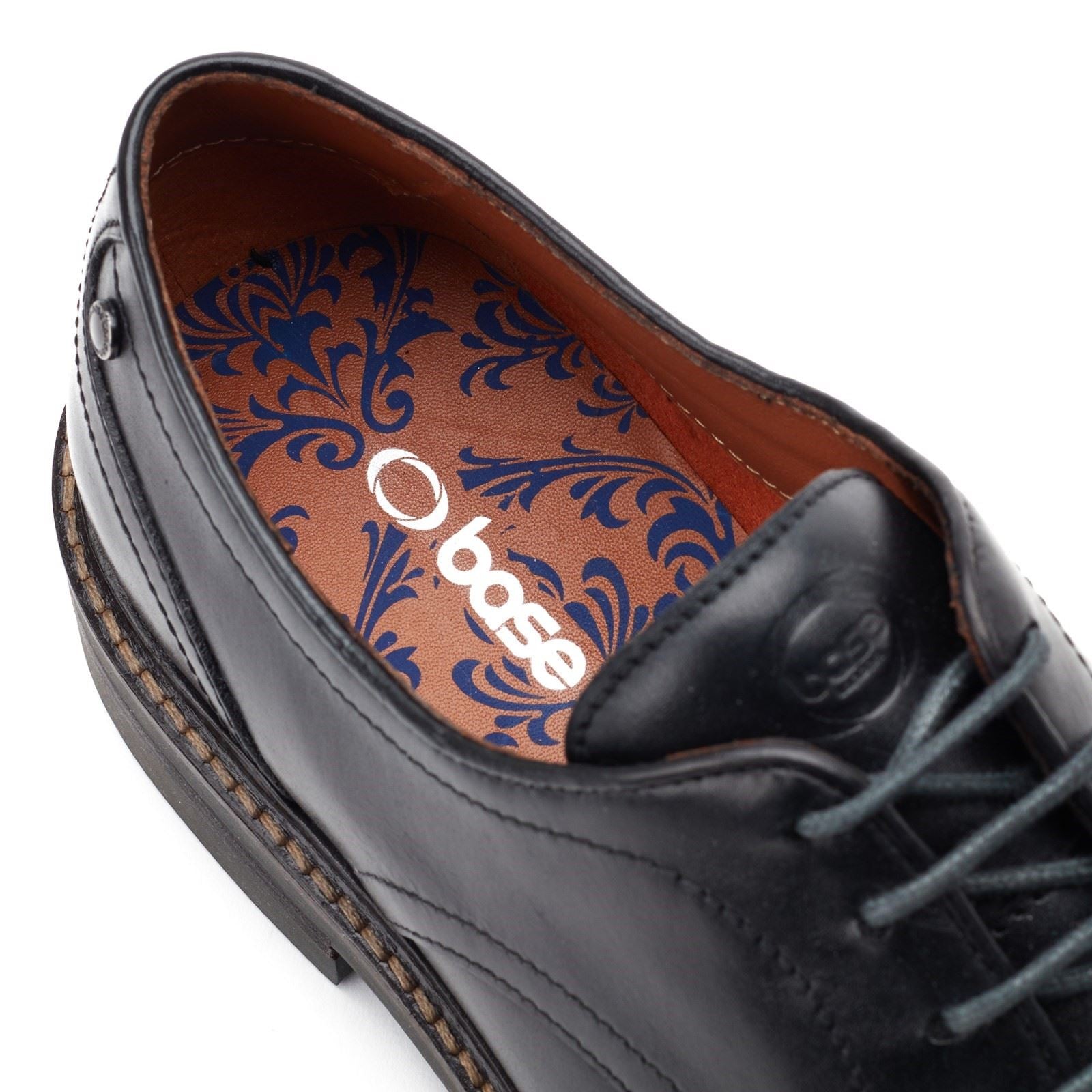 Base London Mawley Leder Herren Schwarze Oxford Schuhe