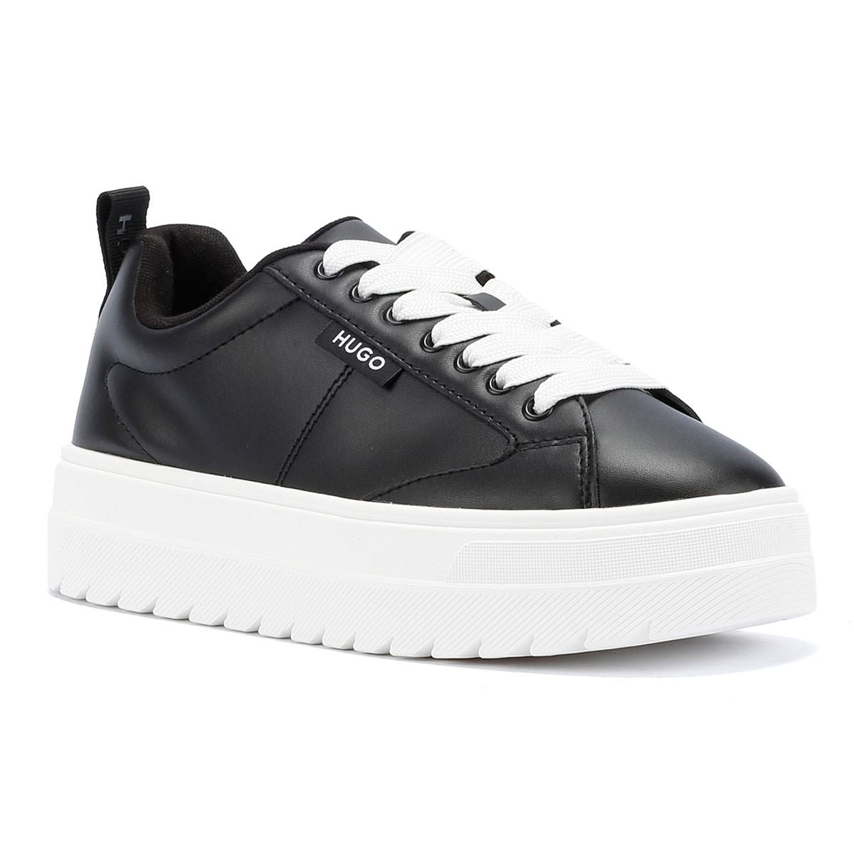 Hugo Lyssa Tennis Leder Damen Schwarze Turnschuhe