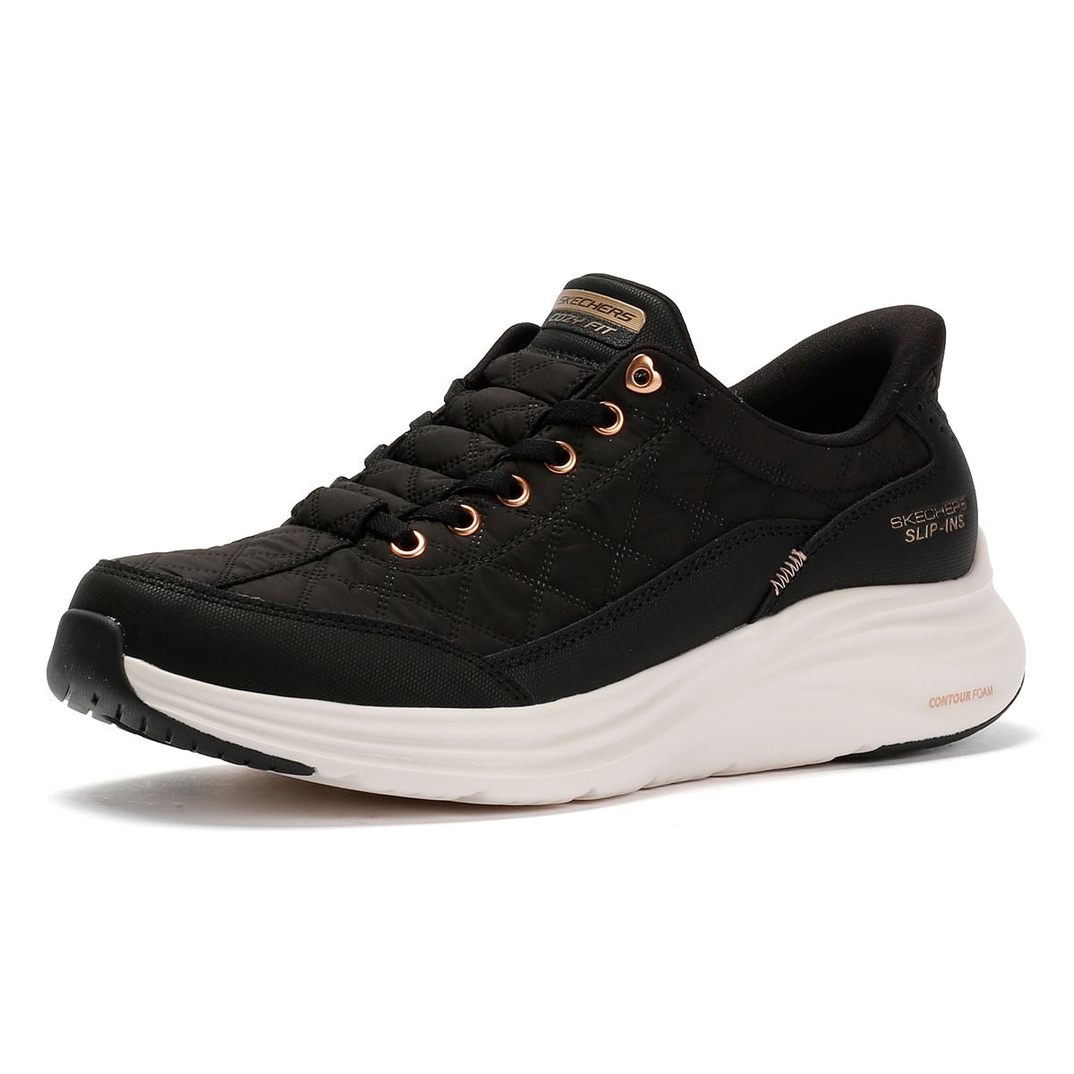 Skechers Slip-Ins Contour Foam Cozy Fit Damen Schwarze Sneaker