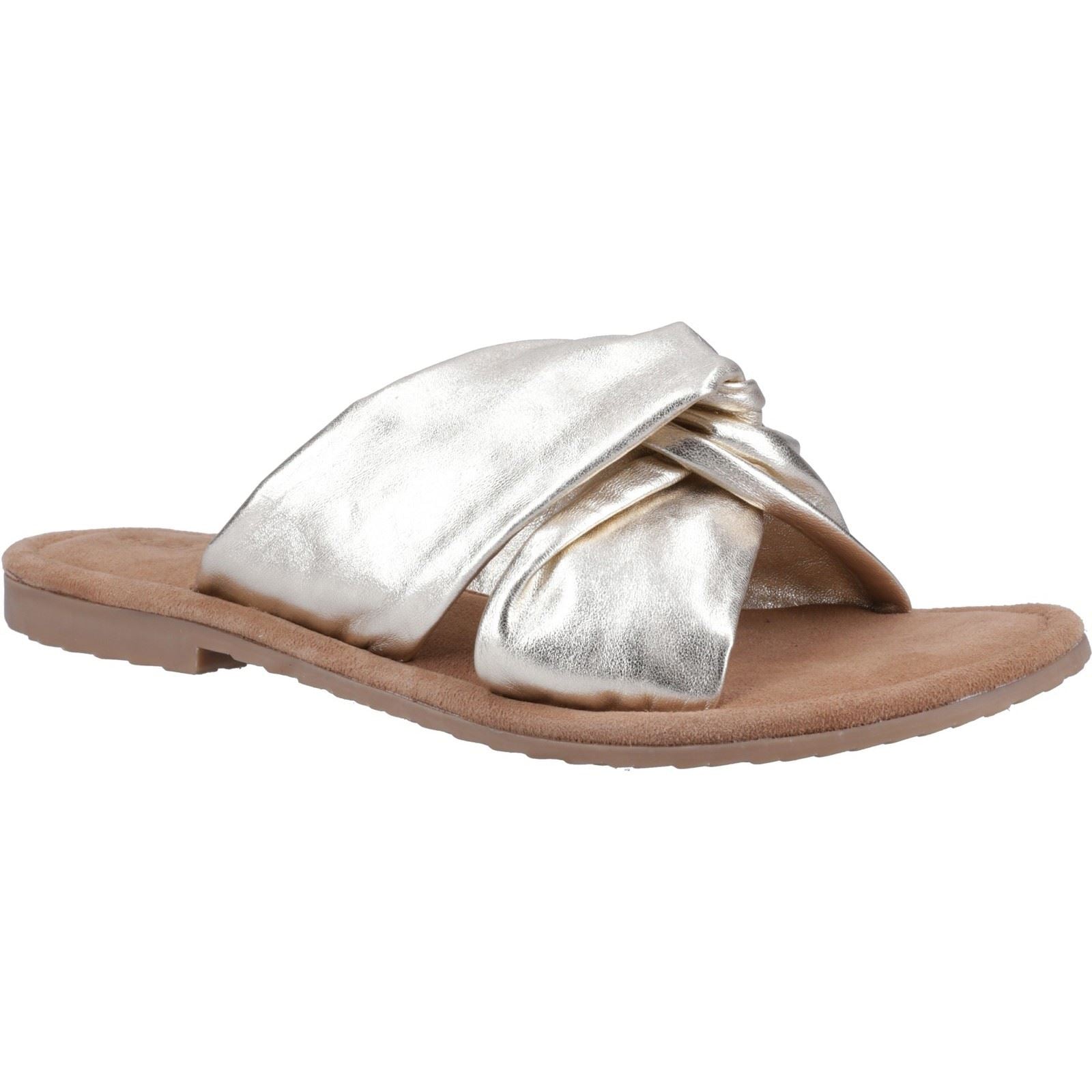 Hush Puppies Amy Wide Fit Damen Sandalen Aus Leder In Gold