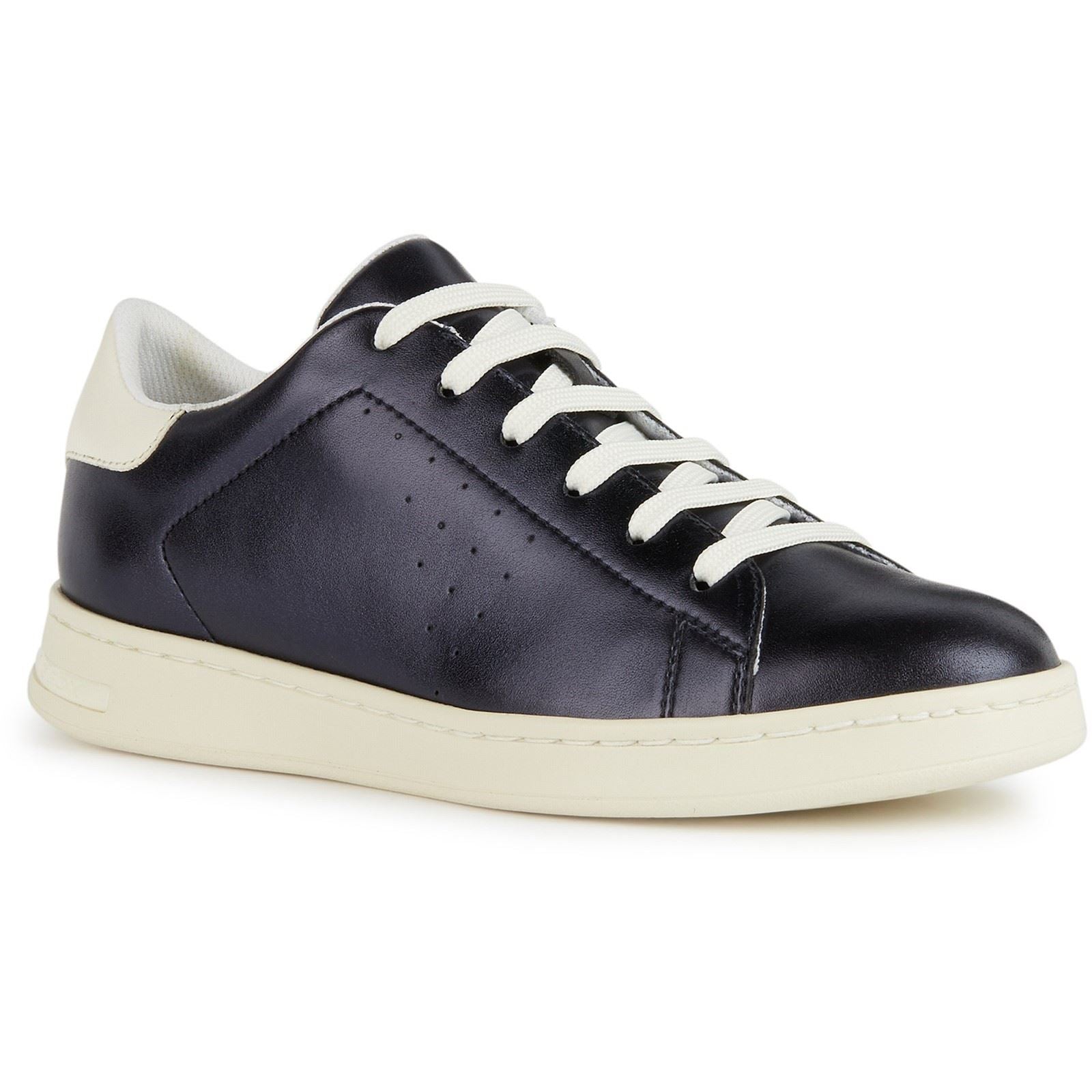 Geox D Jaysen B Faux Leder Damen Dunkle Jeans/Optisch Weiß Sneakers