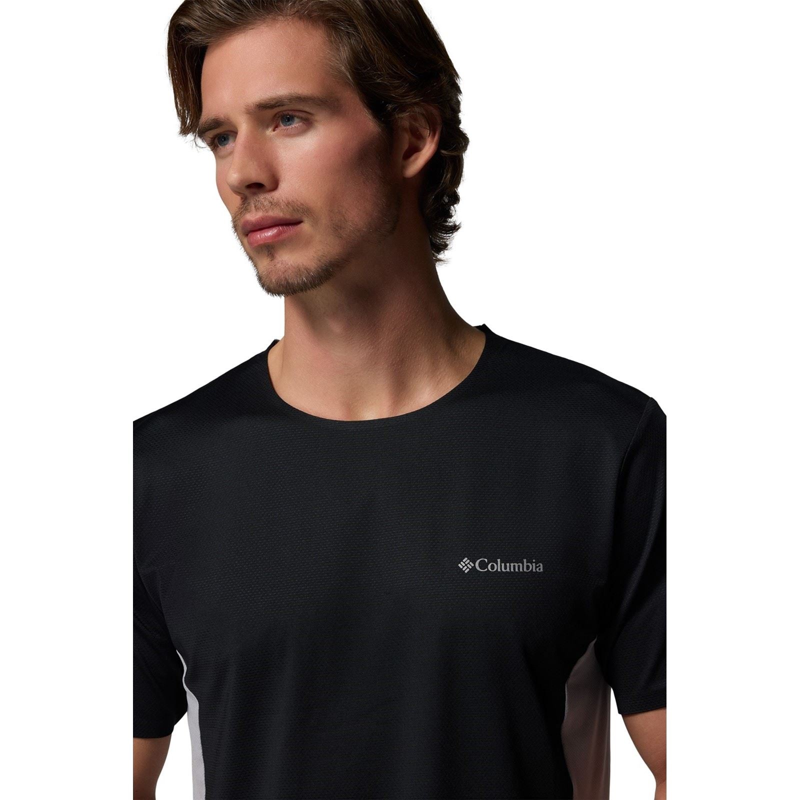 Columbia Three Pitch SS Crew Polyester Herren Schwarze Farbe Sport-T-Shirts