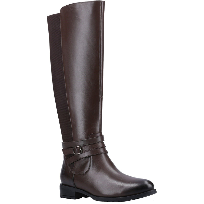 Hush Puppies Vanessa Damen Leder Stiefel mit hohem Absatz in Braun