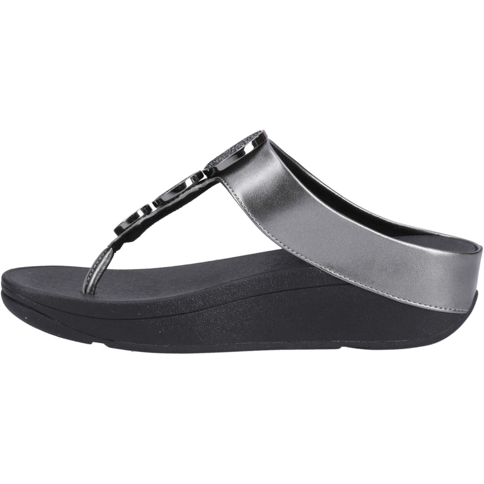 Fitflop Halo Polyurethan Damen Sandalen In Pewter Schwarz