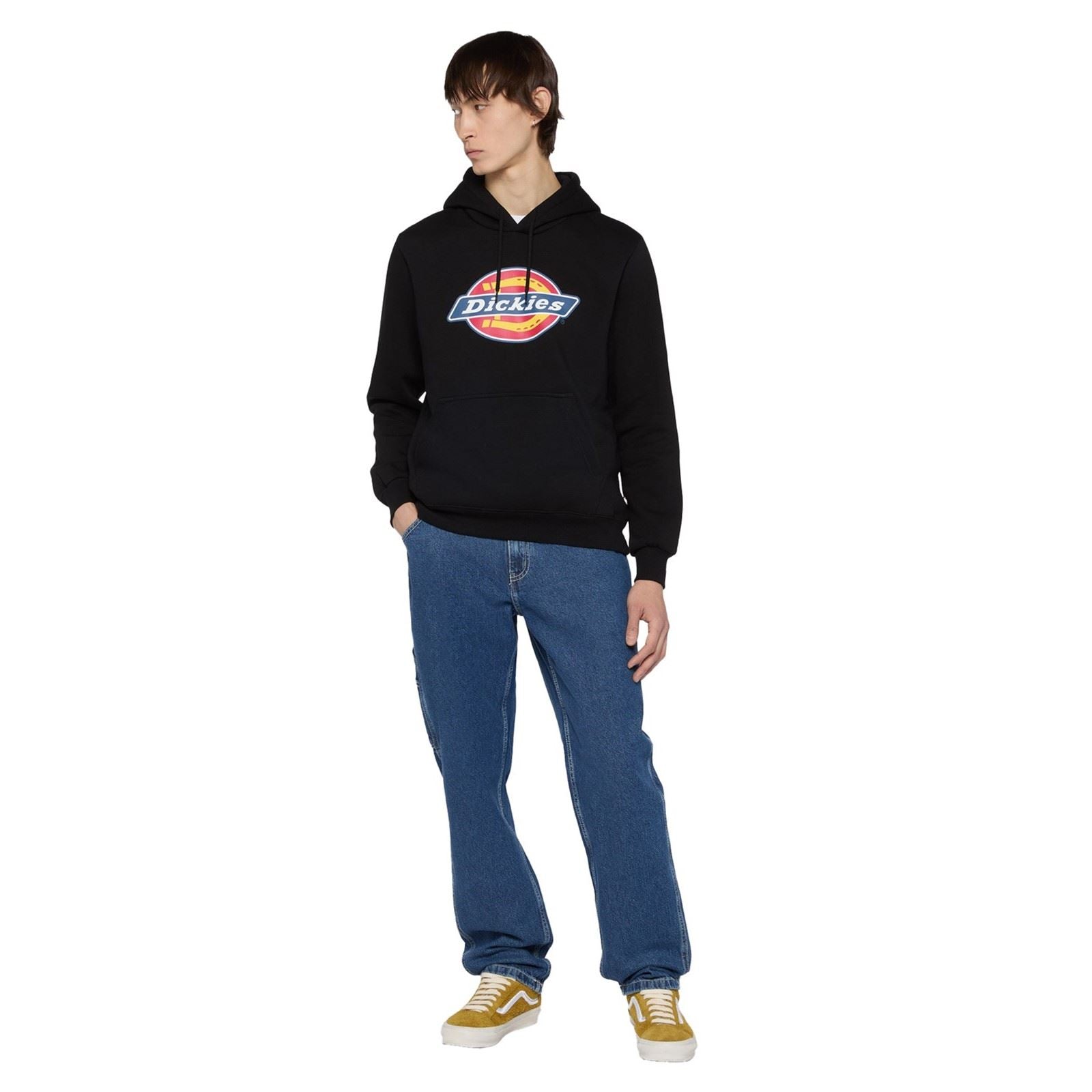 Dickies Icon Logo Polyester Unisex Erwachsene Schwarze Farbes Kapuzen Sweatshirt