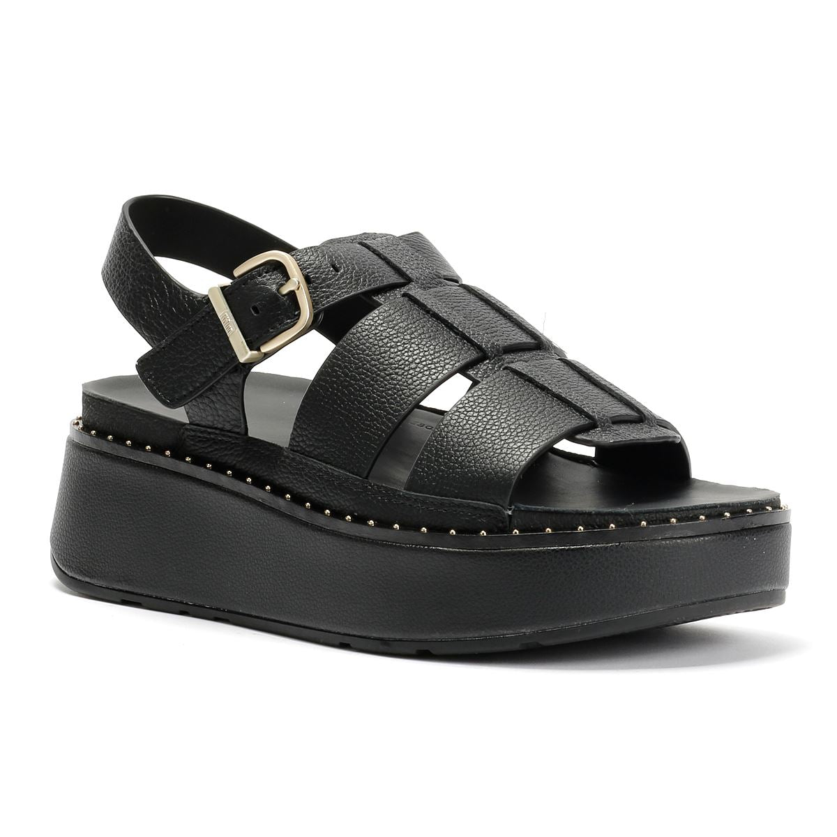 FitFlop GEN-FF Max Fisherman Tumbled Leder Damen Schwarze Sandalen