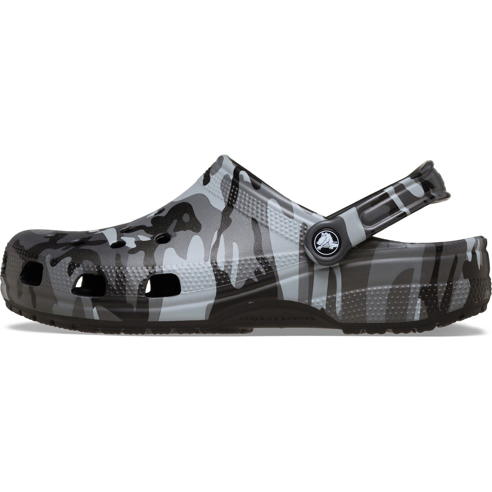Crocs Classic Camouflage Clog Thermoplastische Männerclogs In Schwarz/Schiefergrau