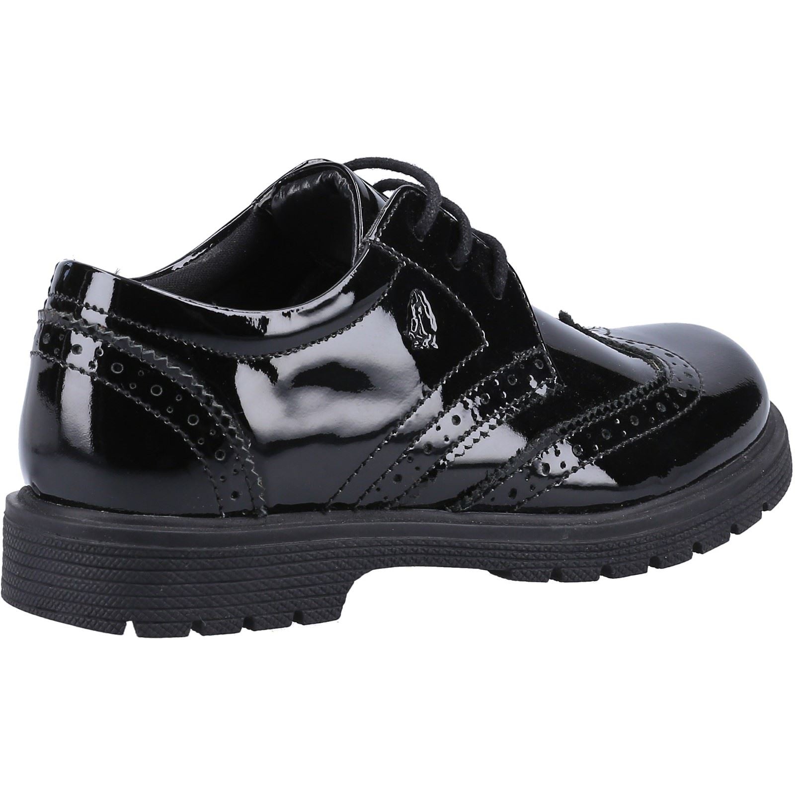 Hush Puppies SALLY PATENT JUNIOR Mädchen Brogues Aus Schwarzem Leder