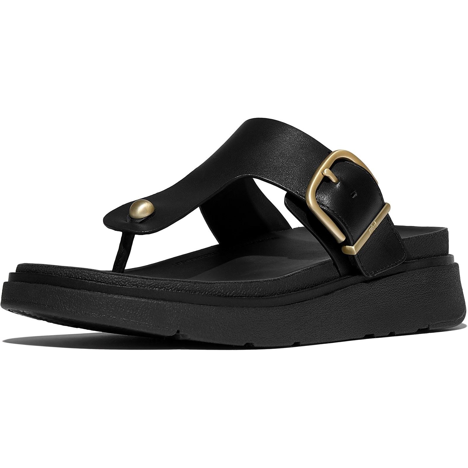 Fitflop Gen-FF Toe-Post Leder Damen Schwarze Sandalen