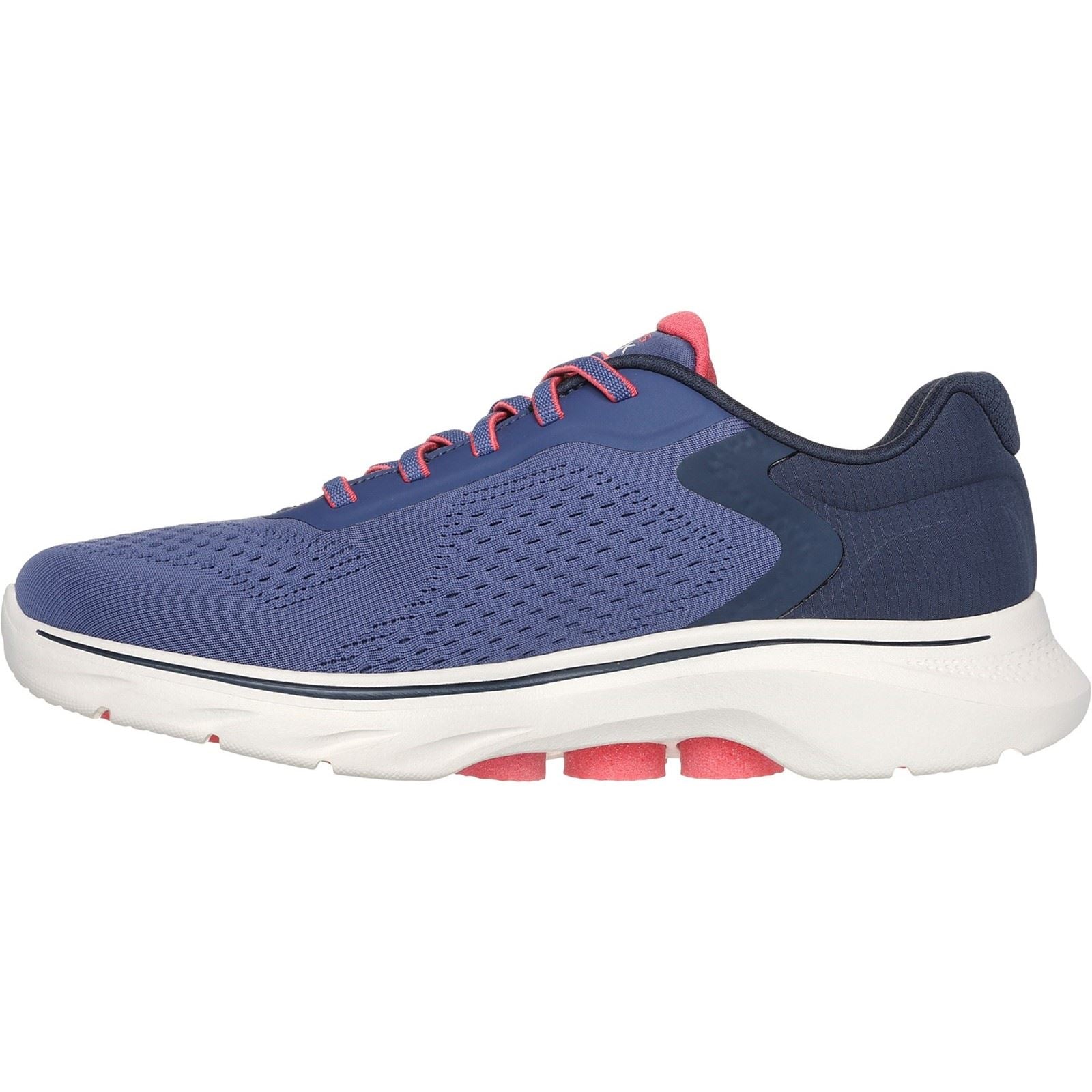 Skechers GO WALK 7 - Cosmic Waves Synthetik-Damensneaker In Marineblau/Koralle