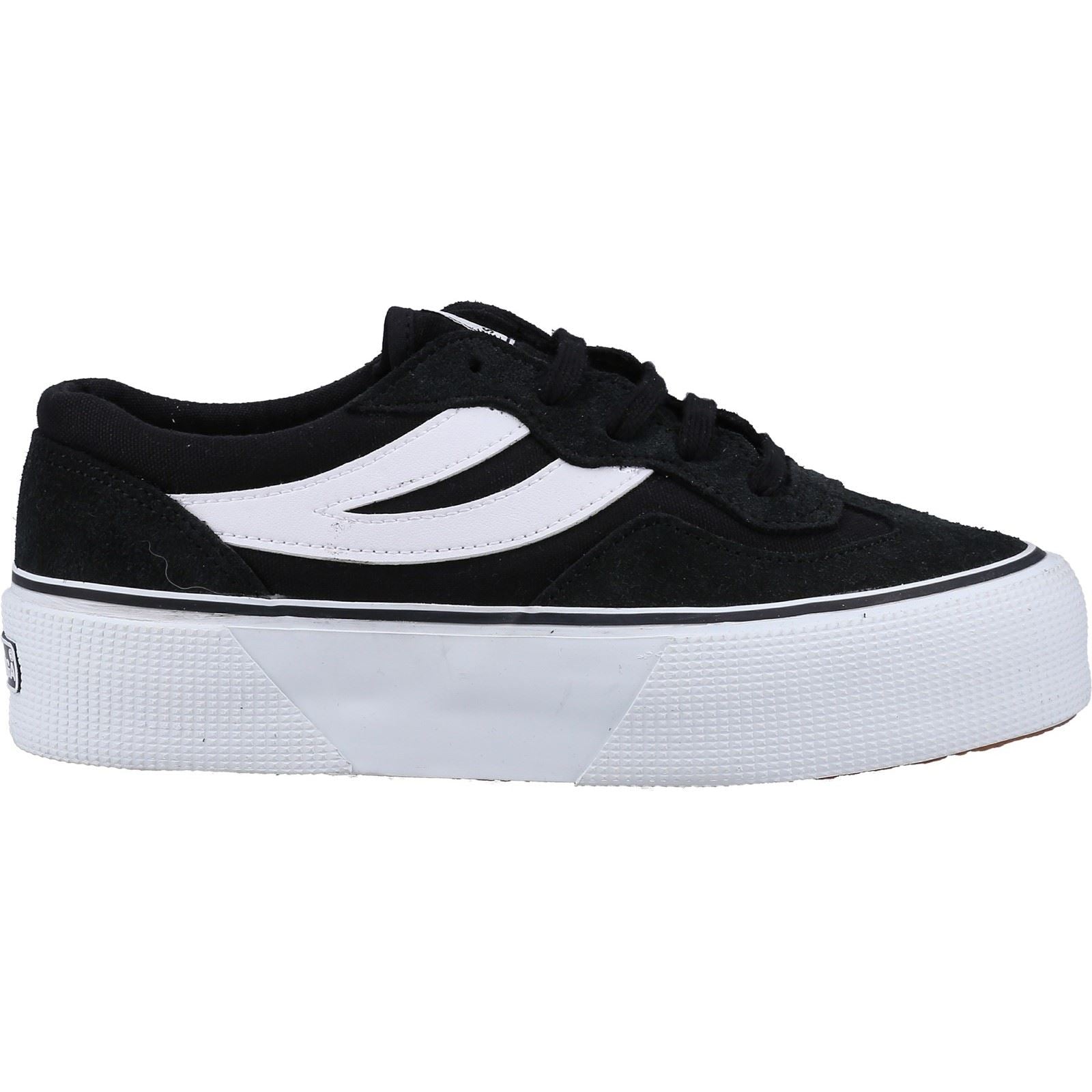 Superga 3041 Revolley Colorblock Platform Leder Damen Sneaker Schwarz/Weiß