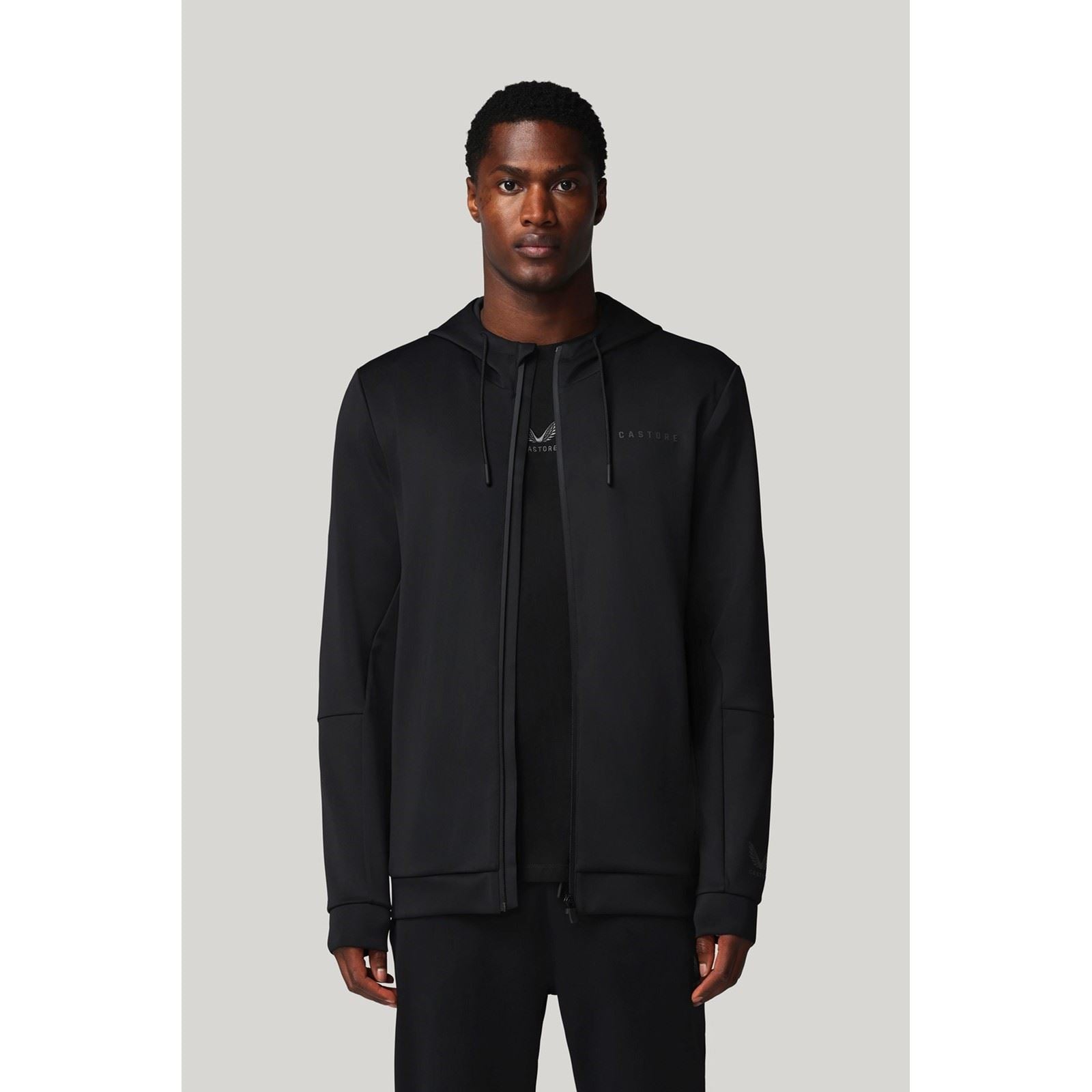 Castore Flex Full Zip Herren Schwarzes Kapuzensweatshirt