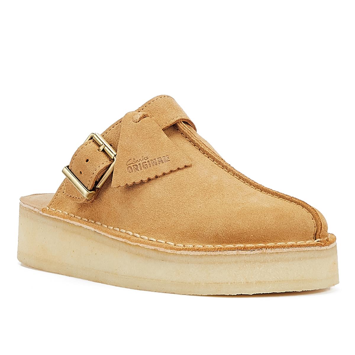 Clarks Originals Wedge Mule Damen Mokassins Aus Mittelbraunem Wildleder