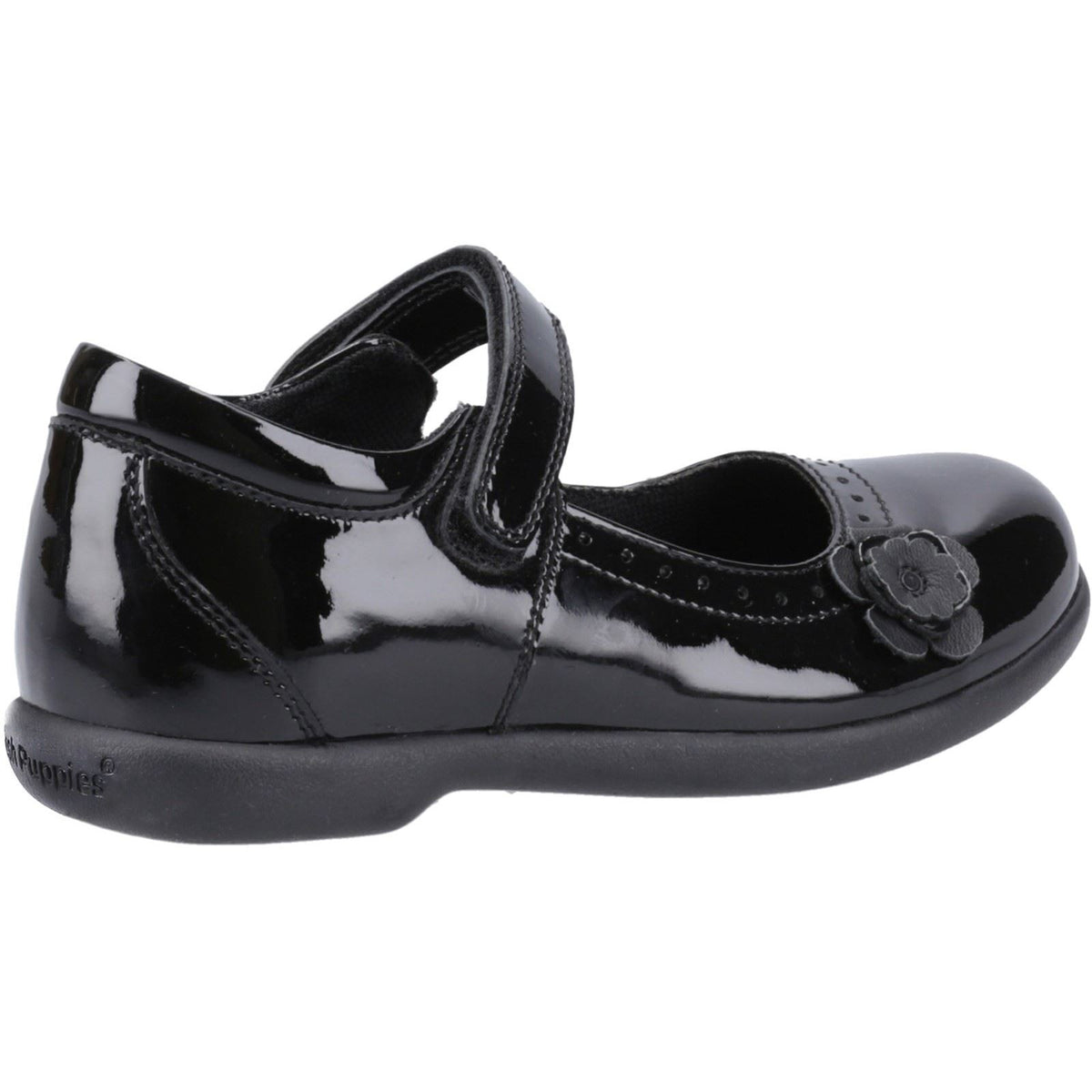 Hush Puppies Bethany Patent Junior Mädchenschuhe Aus Schwarzem Leder