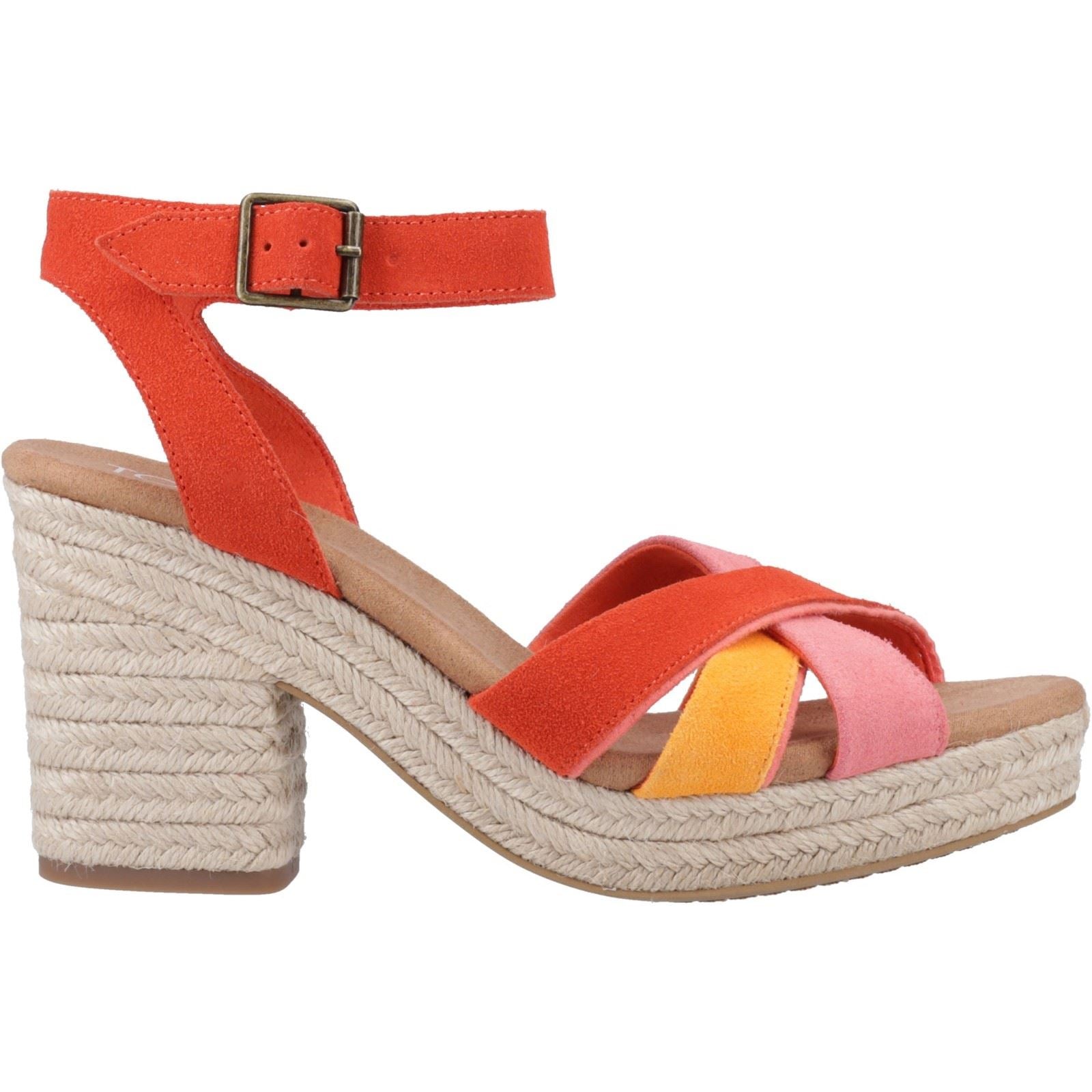 TOMS Majorca Strappy Damen Sandalen Aus Leder Mit Flammenmuster