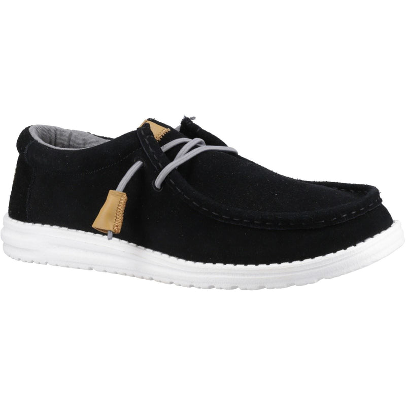 HEYDUDE Wally Craft Leder Herren Schwarze Bootsschuhe