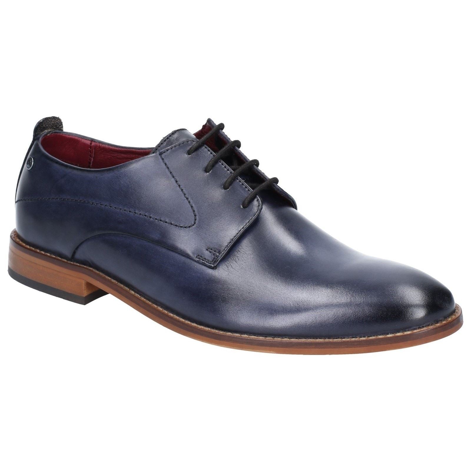 Base London Script Washed Leder Herren Marine Oxford Schuhe