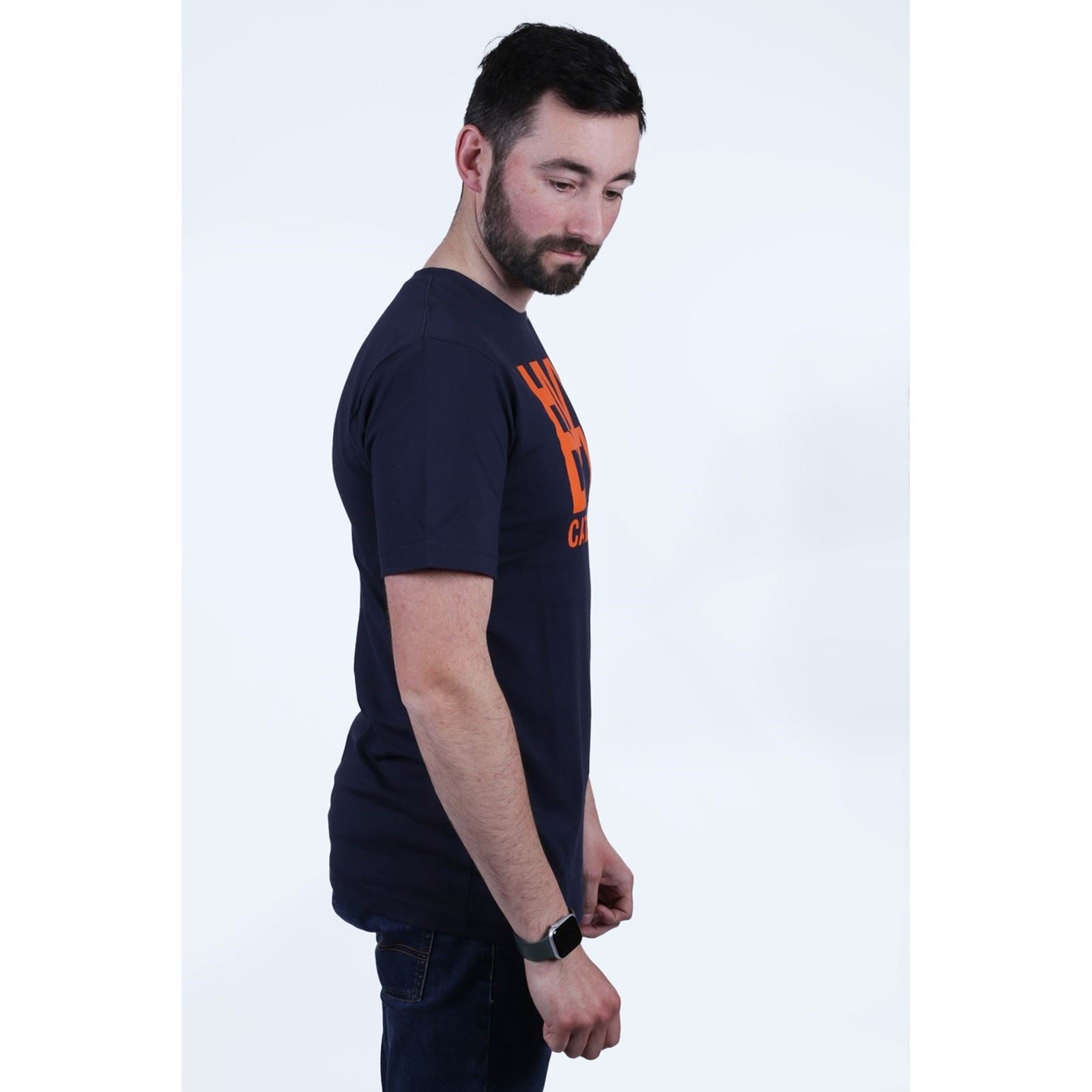 Caterpillar Heavy Duty Baumwoll Männer Schwarze Farbe Kurzarm-T-Shirts