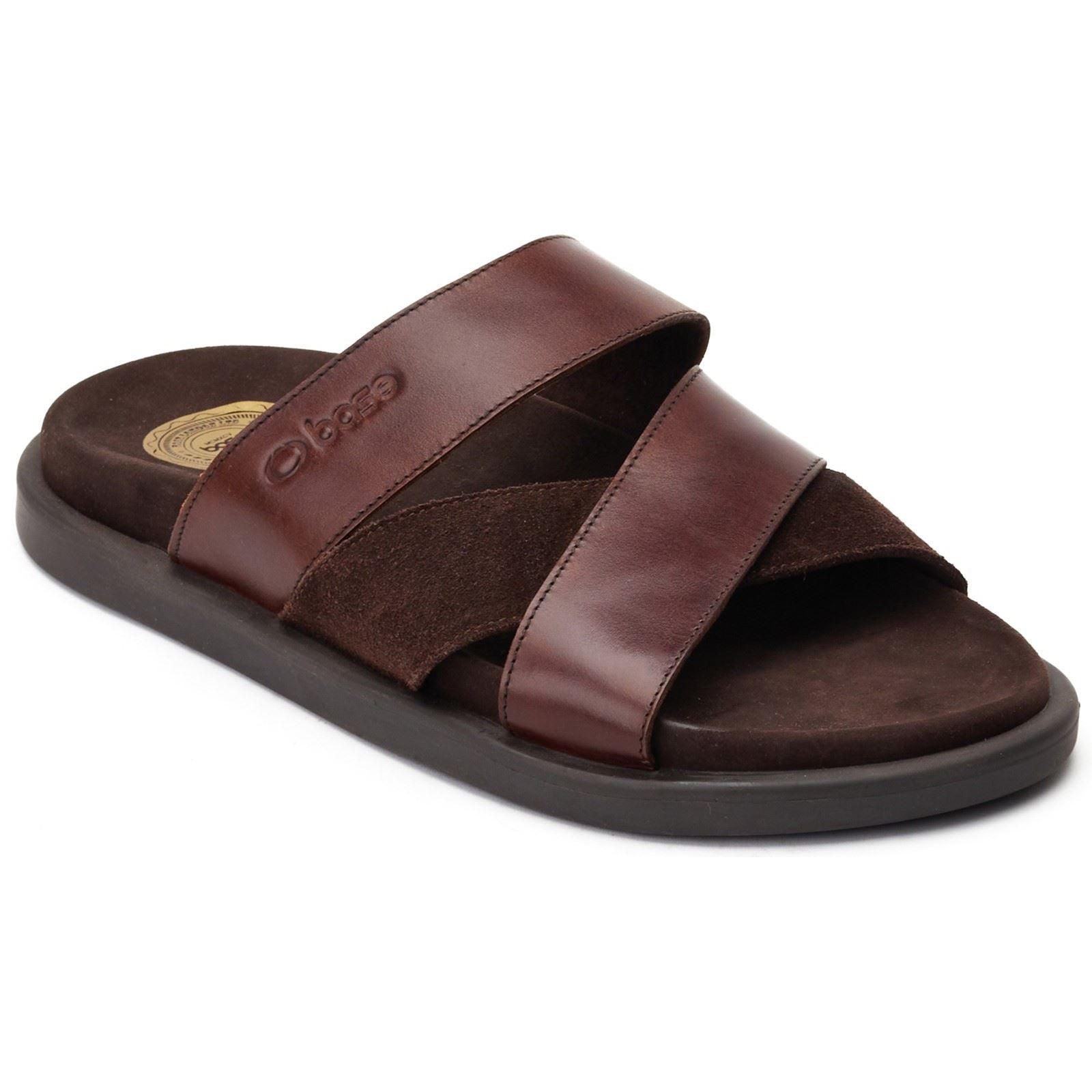 Base London Ponza Leder Herren Dunkelbraune Sandalen
