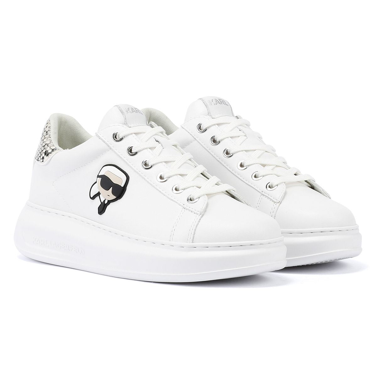 Karl Lagerfeld Kapri NFT Lo Lace Leder Damensneaker In Weiß