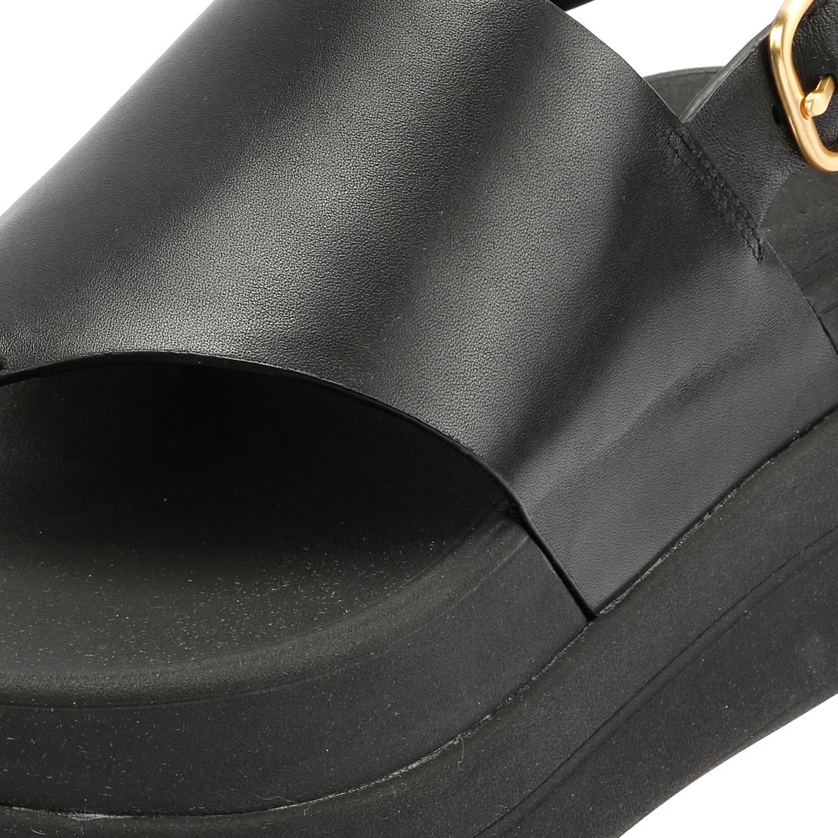 FitFlop F-Mode Damen-Sandalen Aus Schwarzem Leder