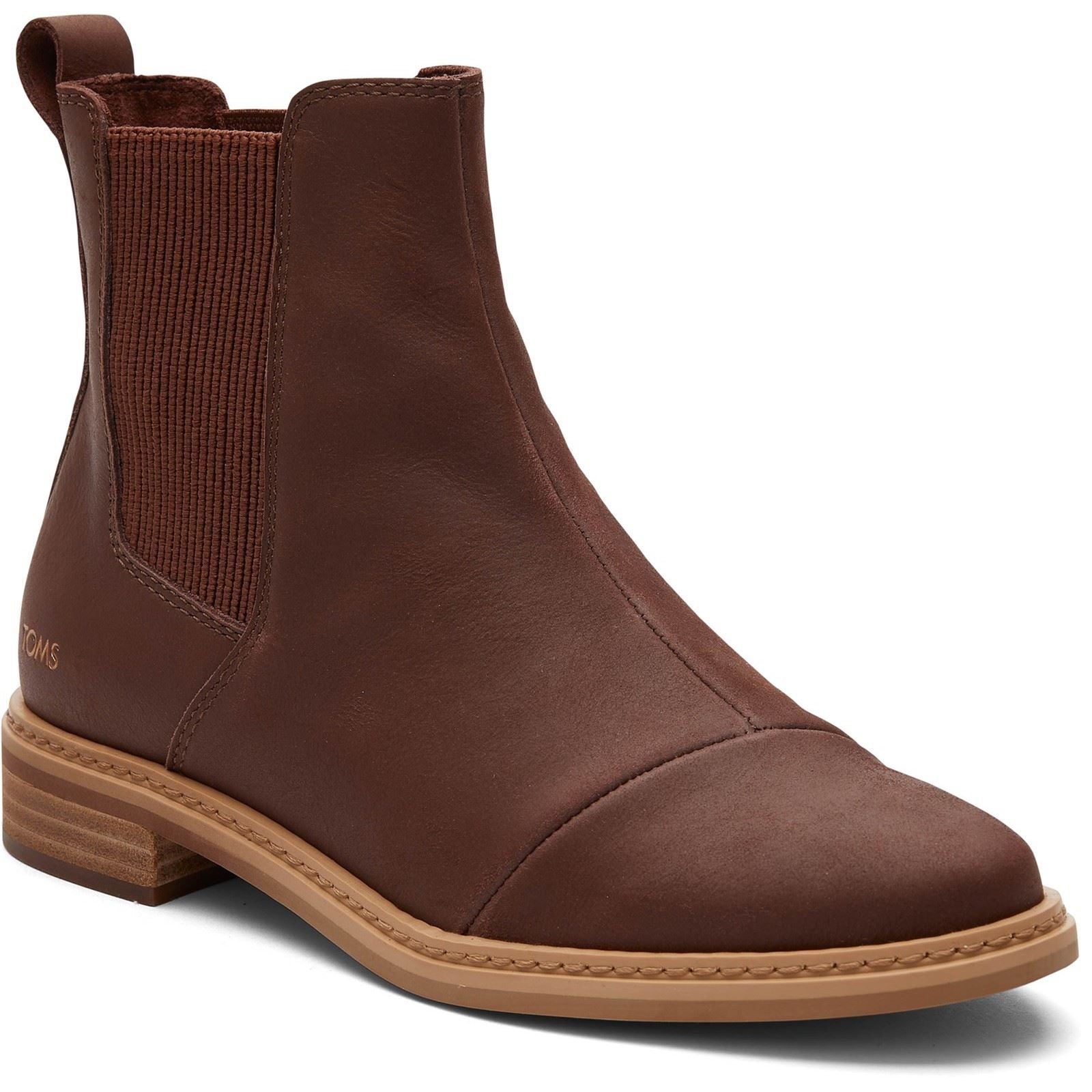 TOMS Charlie Leder Damen Kastanienfarbene Absatz Chelsea Stiefel