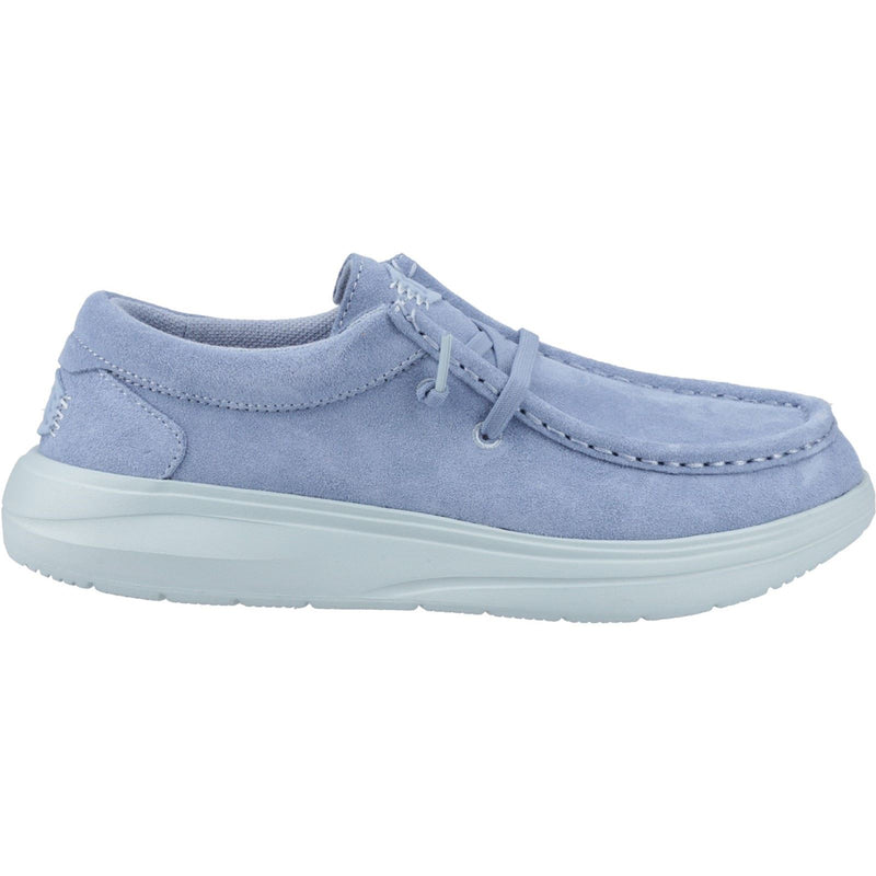 HEYDUDE Wendy COMF Suede Leder Damen Mokassin Schuhe In Verwaschenem Denim/Wolkenblau