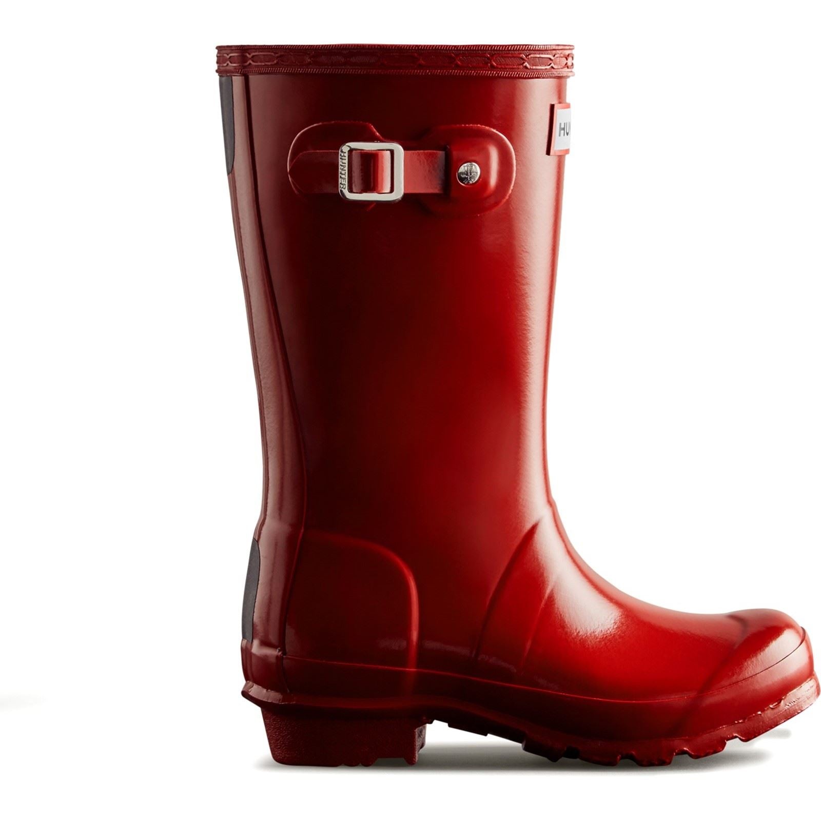 Hunter Junior Originals Gloss Gummi Unisex Kinder Militär Rote Gummistiefel